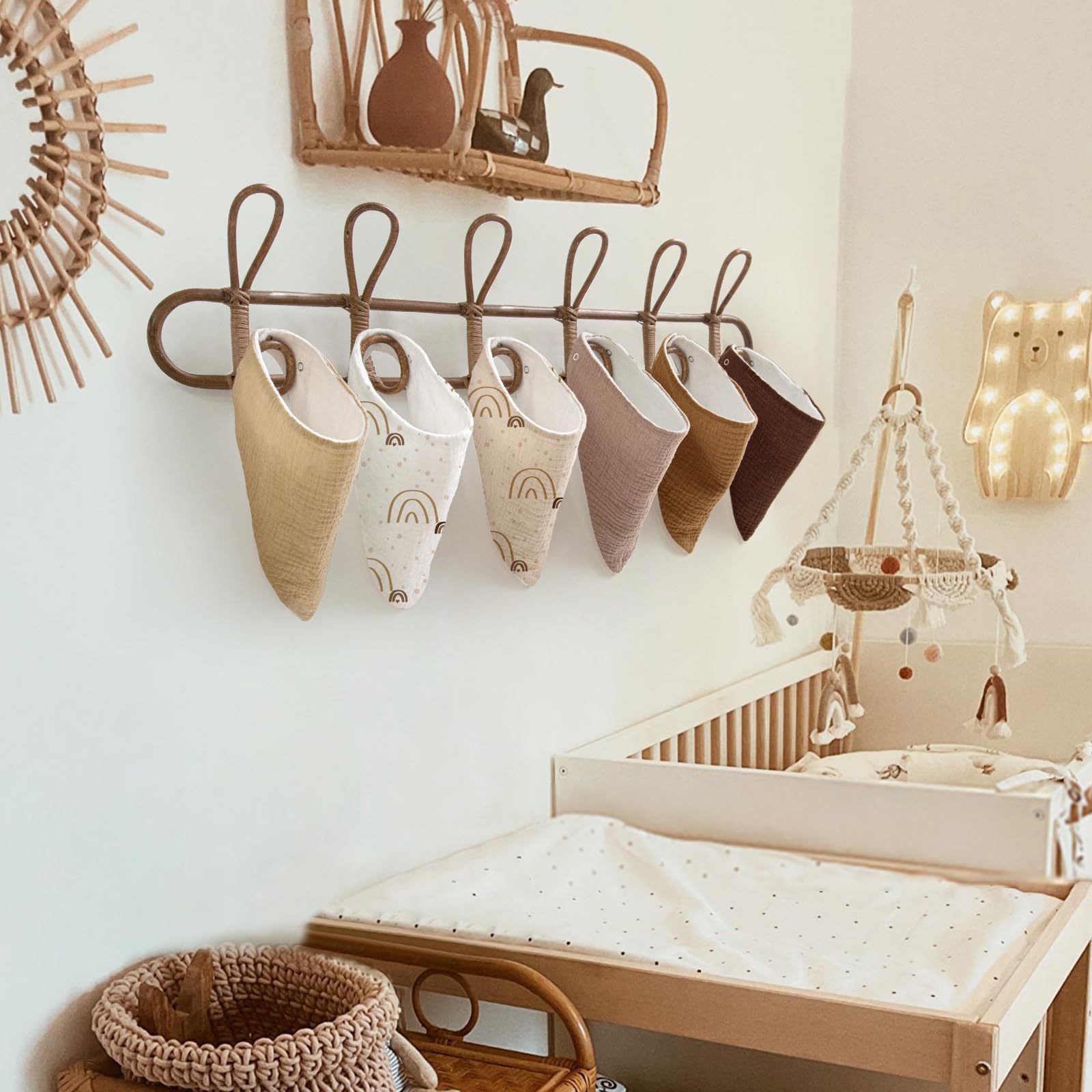 lulumoon Babero para Bebé, Muselina para Bebé,100% Algodón Transpirable pañuelo triangular para Niños y Niñas 6 Unidades