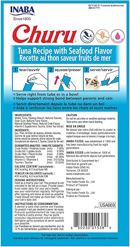 Vista 36 de INABA Churu - Bocadillo para gato, puré cremoso para gatos, sin cereales, que se puede lamer y exprimir, con vitamina E y taurina, 24 tubos de 0.5