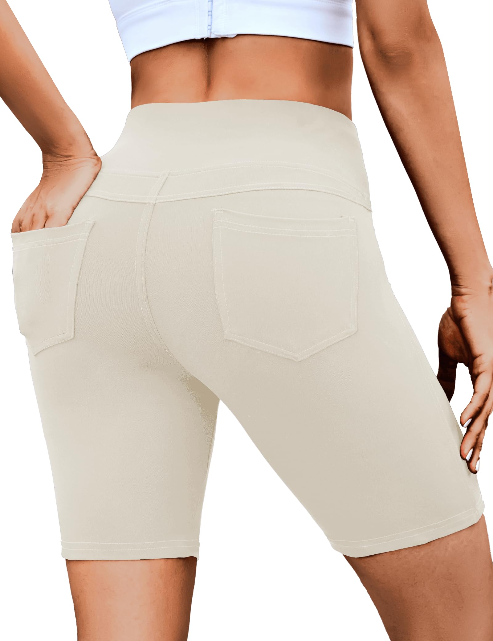 VOOVEEYA 5"/8" High Waisted Yoga Biker Shorts with Pockets for Women - Butt Lifting Workout Spandex Booty Gym Shorts