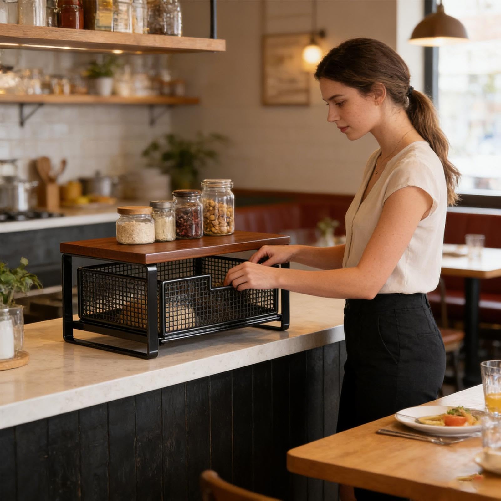 Supporto per Stampante Organizer a 2 Ripiani | Ripiano da Piano di Lavoro per Stampante per Piano Cucina, Postazione di Lavoro, Stanza Hobby, Macchina Caffè, Toaster