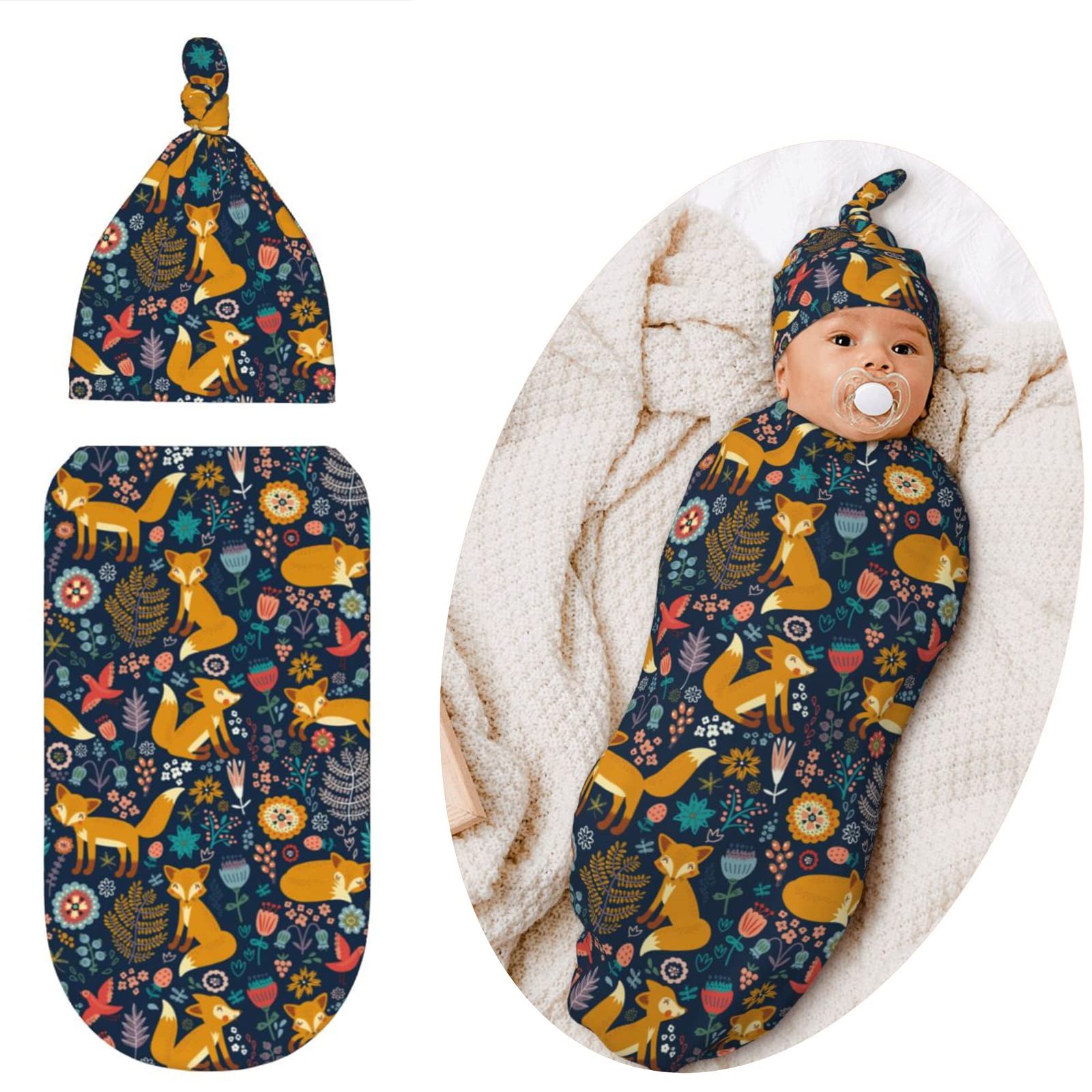 Swaddling Blanket for Baby, Soft Sleeping Bag, Sack for Newborn Boys Girls,  Unisex Baby Stuff, Fox