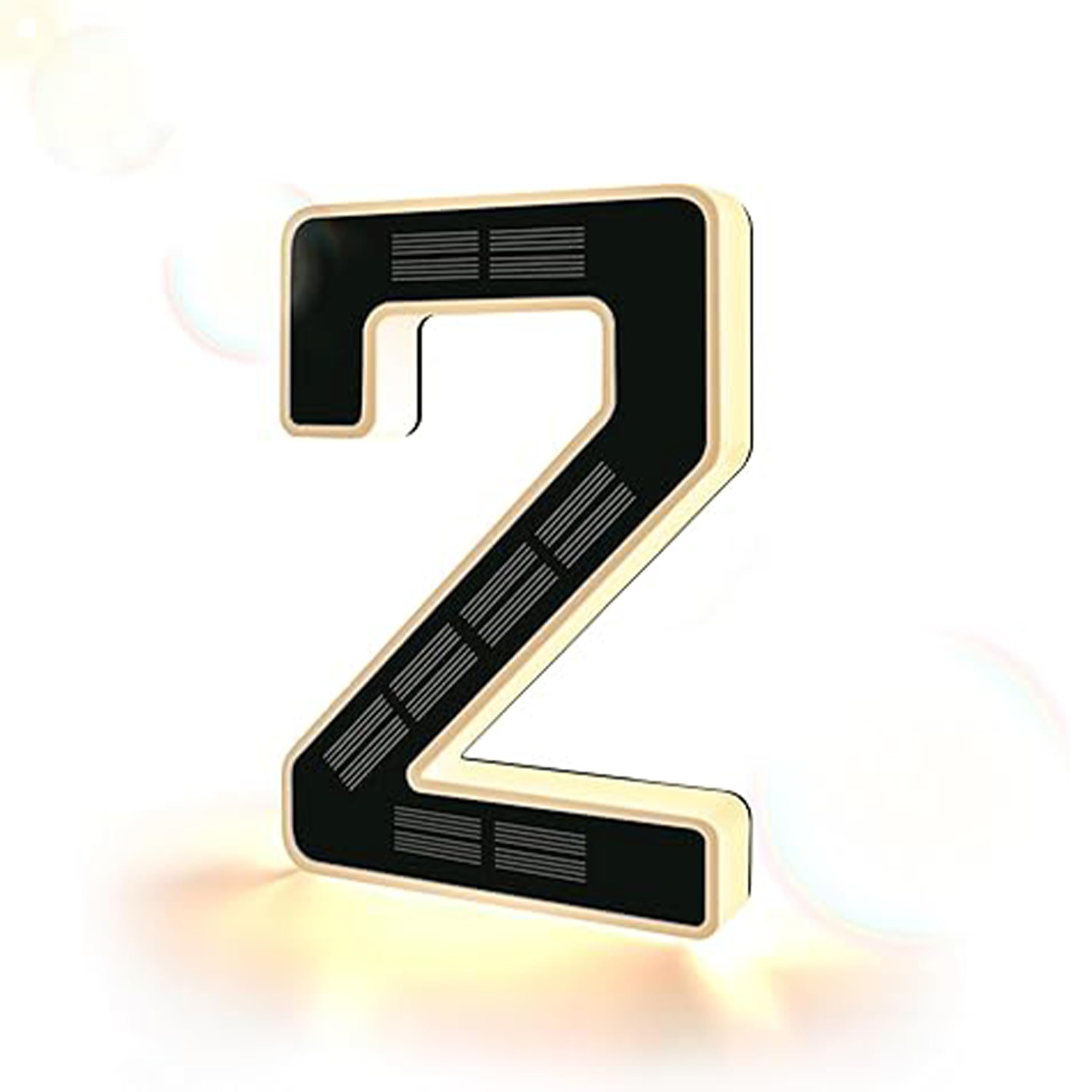 Solar House Number Sign 6.7 Inch, LED Illuminated House Numbers Plaques, Waterproof Door Numbers for Outside, Personalized Modern Door Number with Easy Installation (2-black)