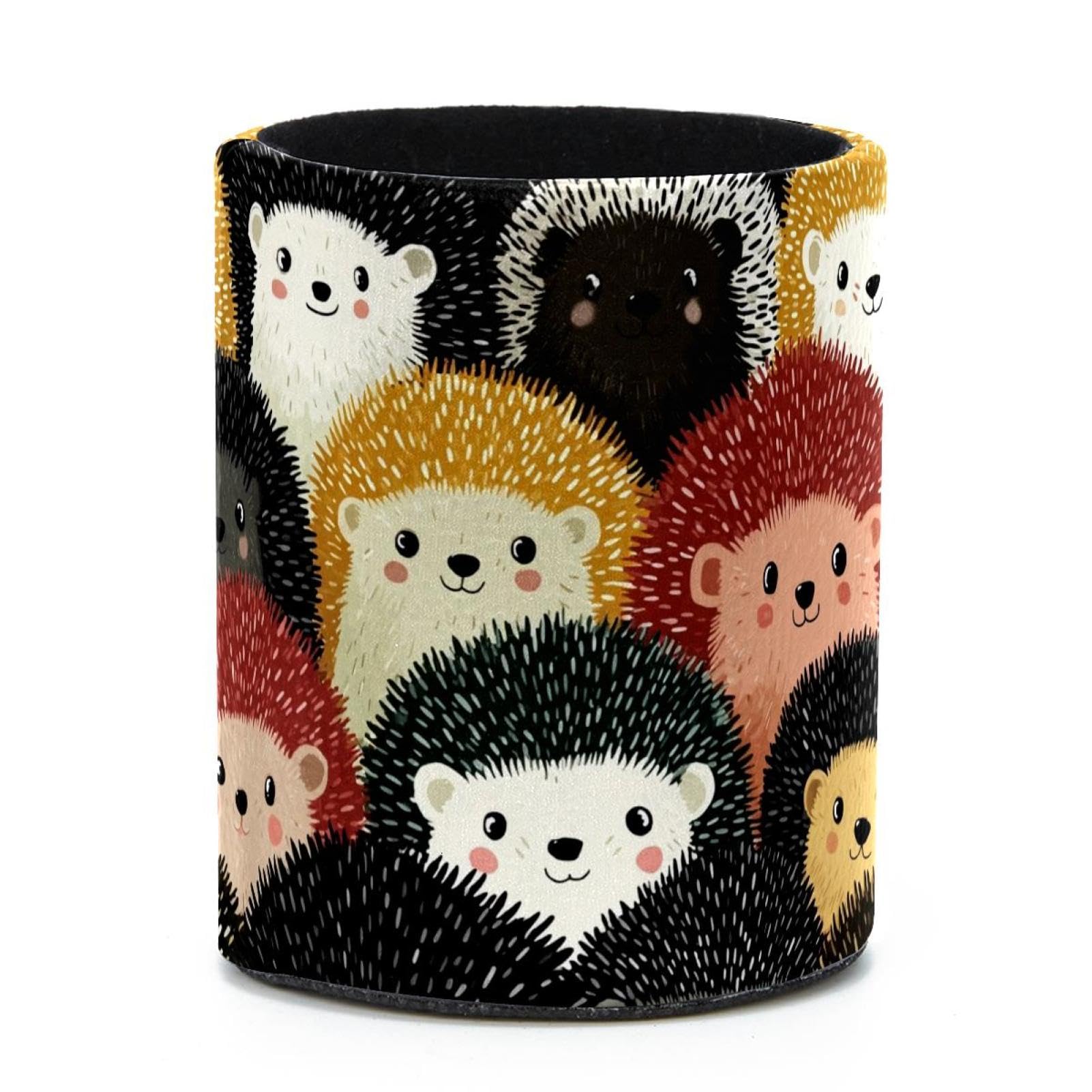 VAPOKF Round Pencil Holders for Desk, Cute Hedgehog Pen Holders Pen Pot Makeup Brushes Storage Desktop Stationery Supplies Organiser for Home Office