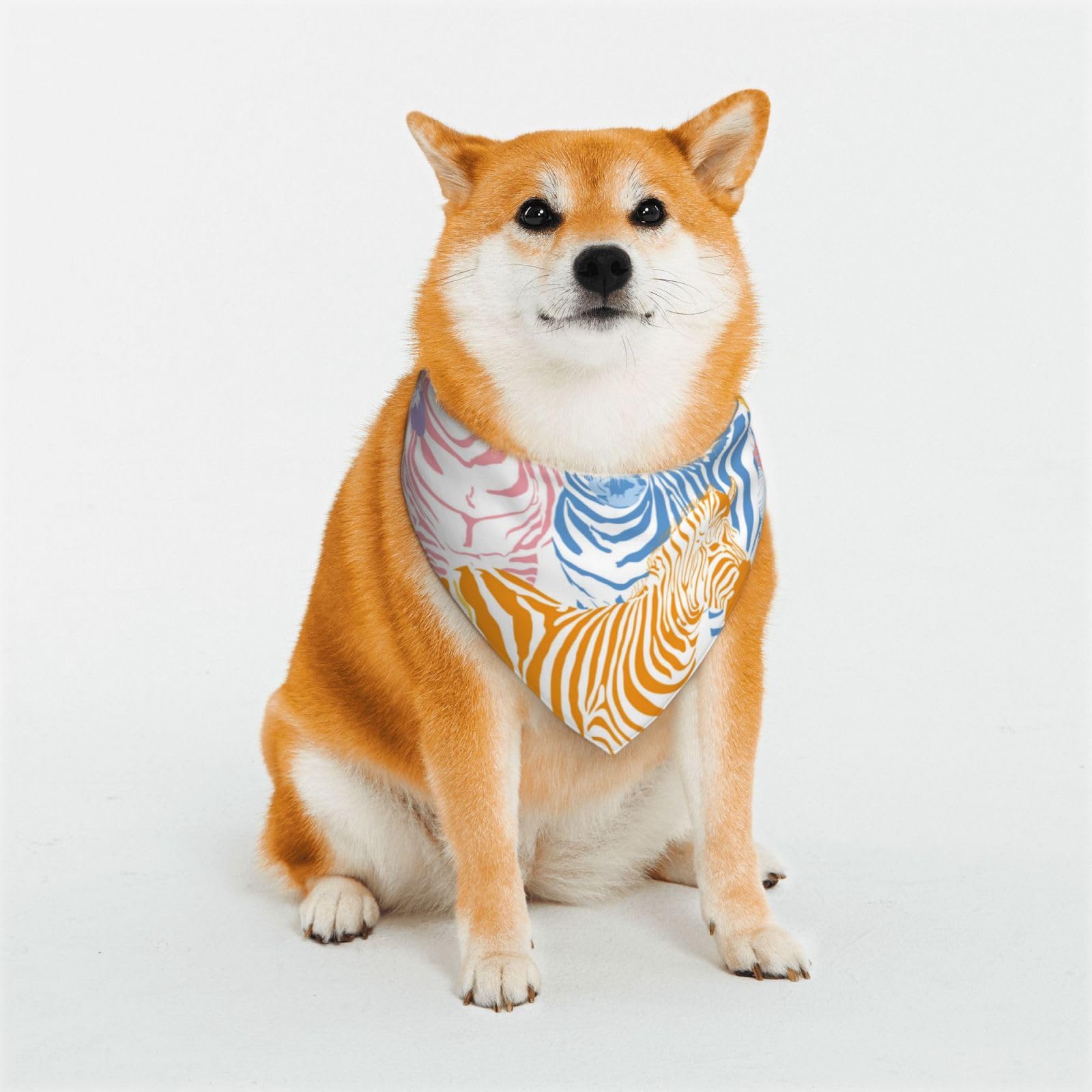 Zebra Colourful Dog Bandanas,Triangle Reversible Pet Scarf for Boy and Girl,Bandana for Small Medium Large and Extra Large Dogs Large