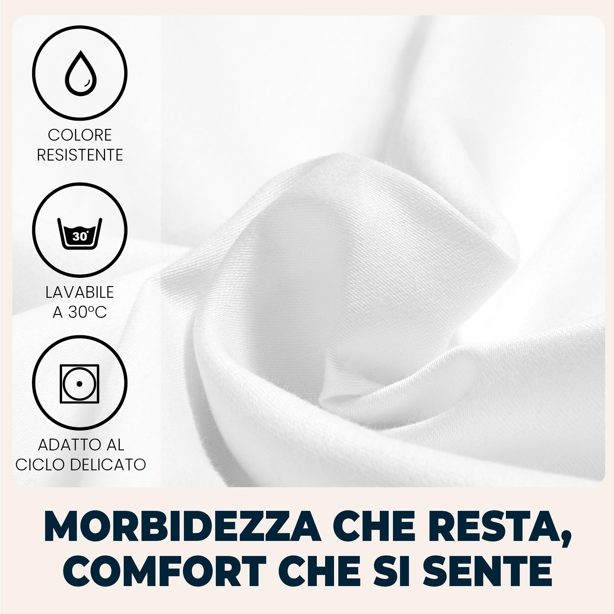 Lenzuola Matrimoniali con Angoli 160x190 cm Bianco in Microfibra per Letto con Materasso fino a 30cm Tessuto Anti-Acaro e Ipoallergenico di Alta Qualità Morbido e Lavabile in Lavatrice