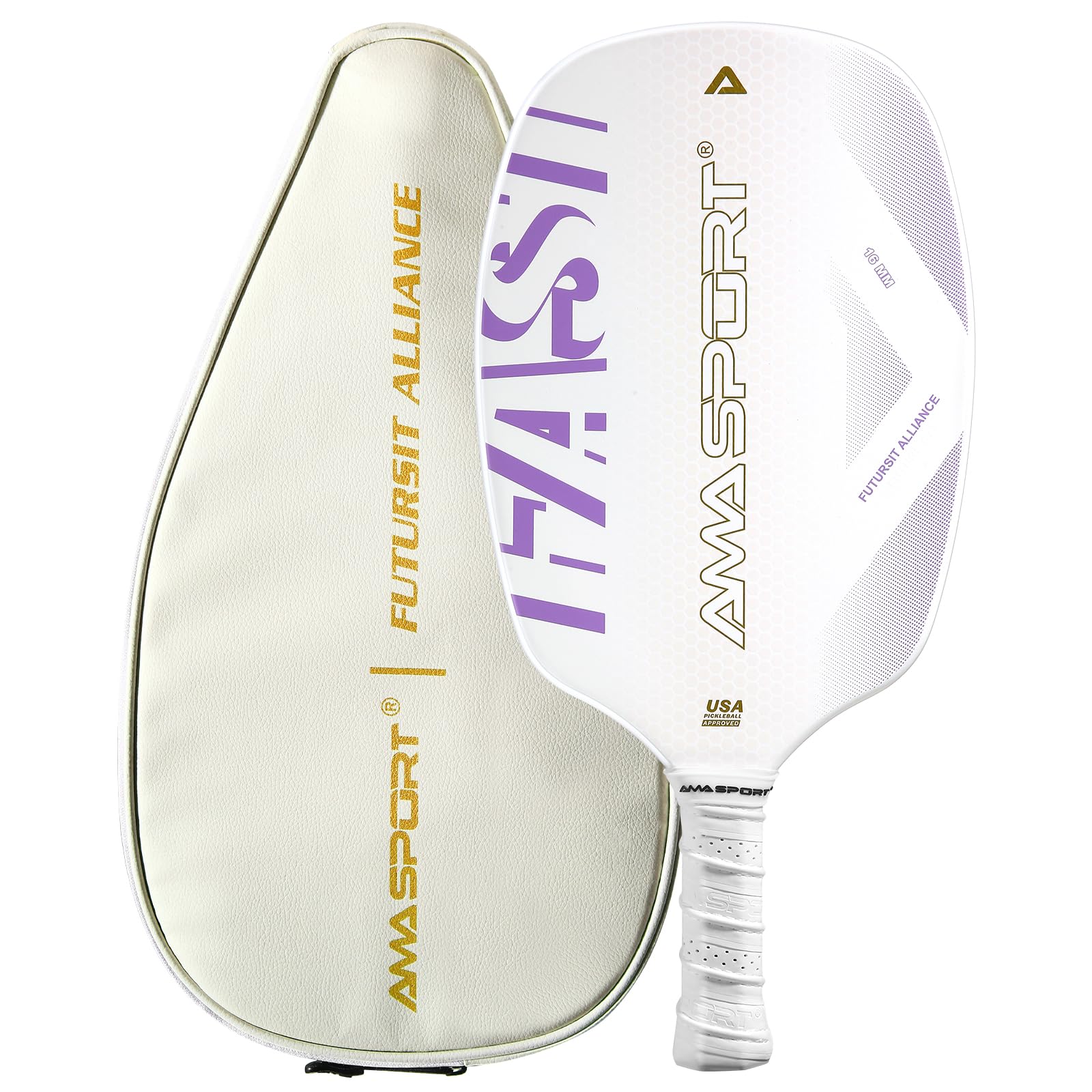 AMA Sport Futursit Alliance Pickleball Paddle Future 001 - Noise-Reducing for Quieter Play - CHROMALIT Color-Changing - CPAS - Huge Sweet Spot - Thermoforming Carbon Yarn Frame