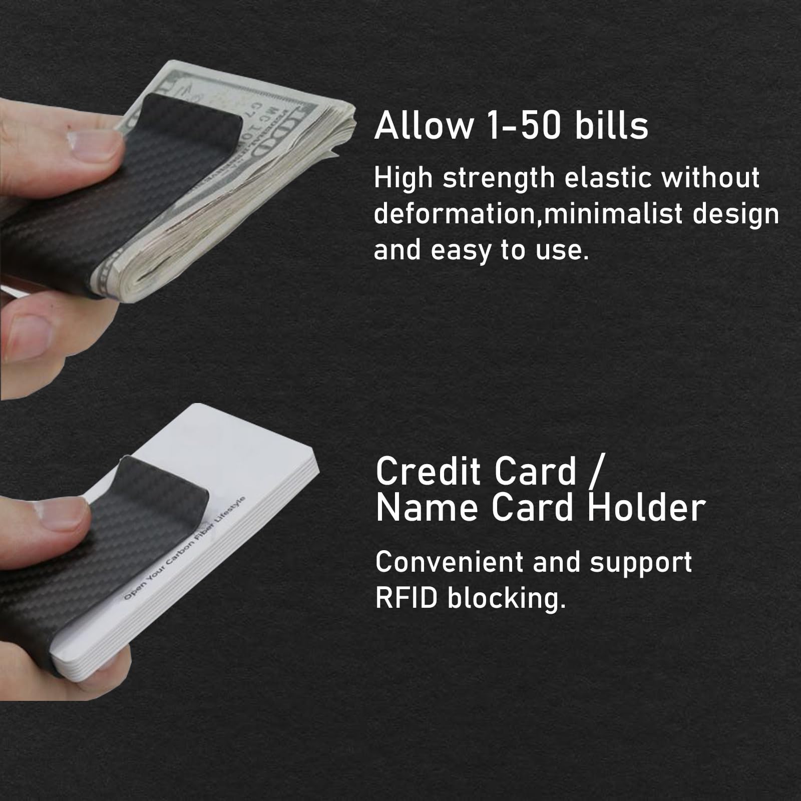 Carbon Fiber Geldklammer, Geldschein Organizer Herren Geldscheinklammer Schwarz,Money Clip zum Männer und Frauen für Geldscheine Visitenkarte Kreditkarte (Carbon Fiber)
