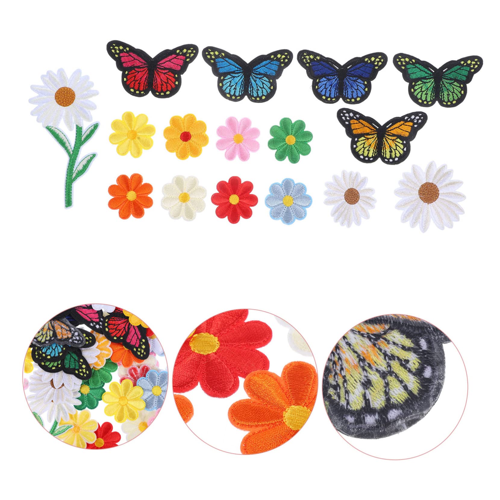 EXCEART 195 Stk Gestickter Stoffaufnäher Blumenbeete Für Kinder Dekorative Patches Abzeichen Annähen Frühlingsblumenbeete Gestickte Blumenflecken Patch-jeans Jahrgang Polyester Kombination