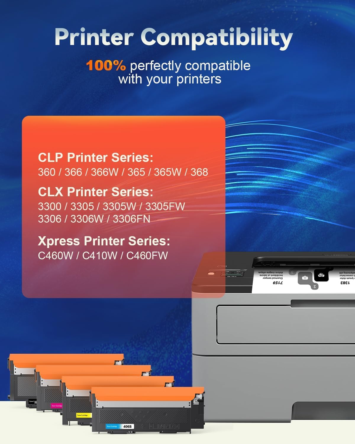 Toner P406C Compatible avec Samsung CLT-406S CLT-K406S CLT-P406C C460W