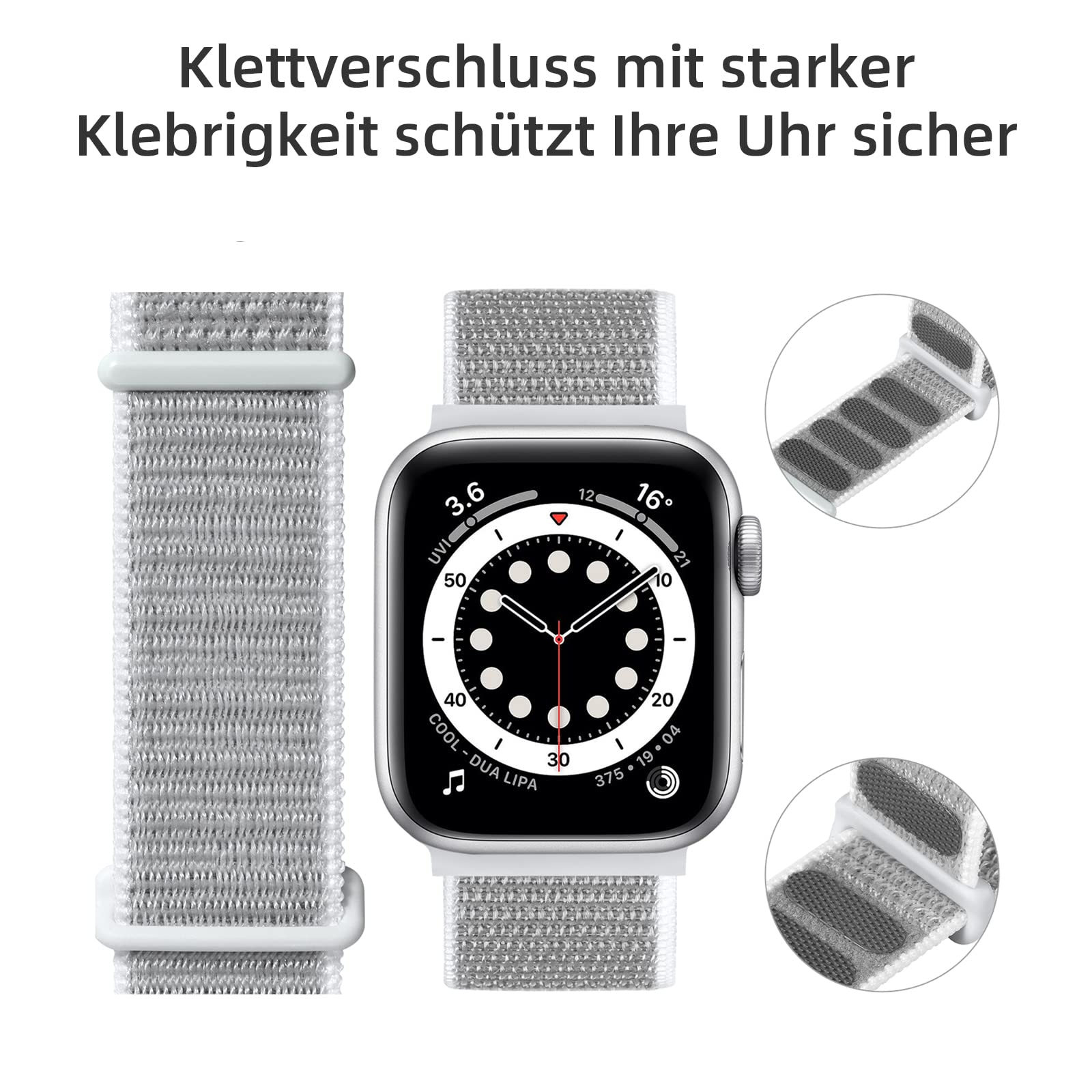 Maledan Cinturino Nylon Compatibile con Apple Watch 42mm 44mm 45mm 49mm 38mm 40mm 41mm, Regolabile Sport per iWatch Series 9 8 7 6 5 4 3 SE, 42mm/44mm/45mm/49mm, Grigio