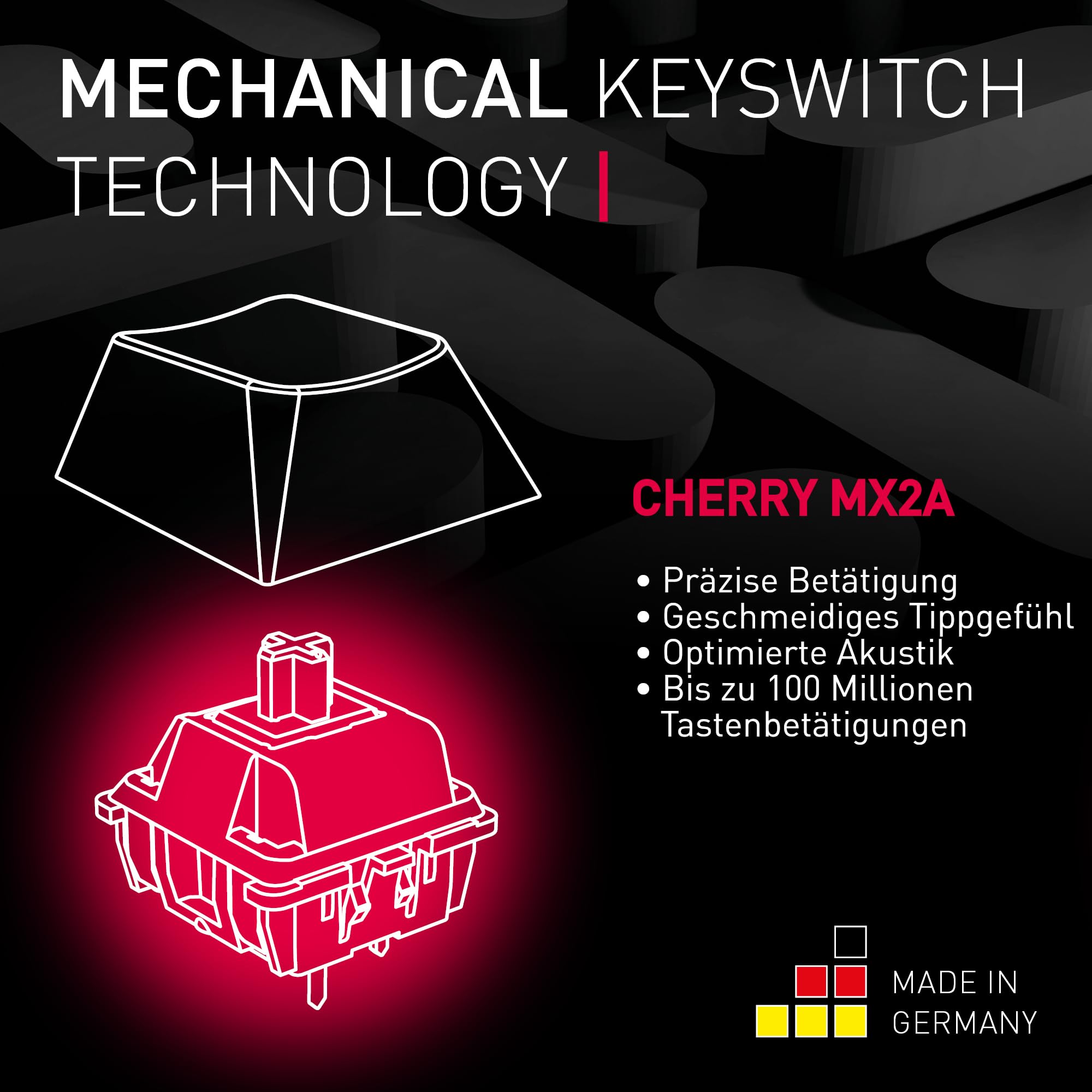 CHERRY MX 3.0S Wireless Kabellose Mechanische Gaming-Tastatur Deutsches Layout QWERTZ Bluetooth Funk Kabelverbindung MX2A RED Switches Weiß