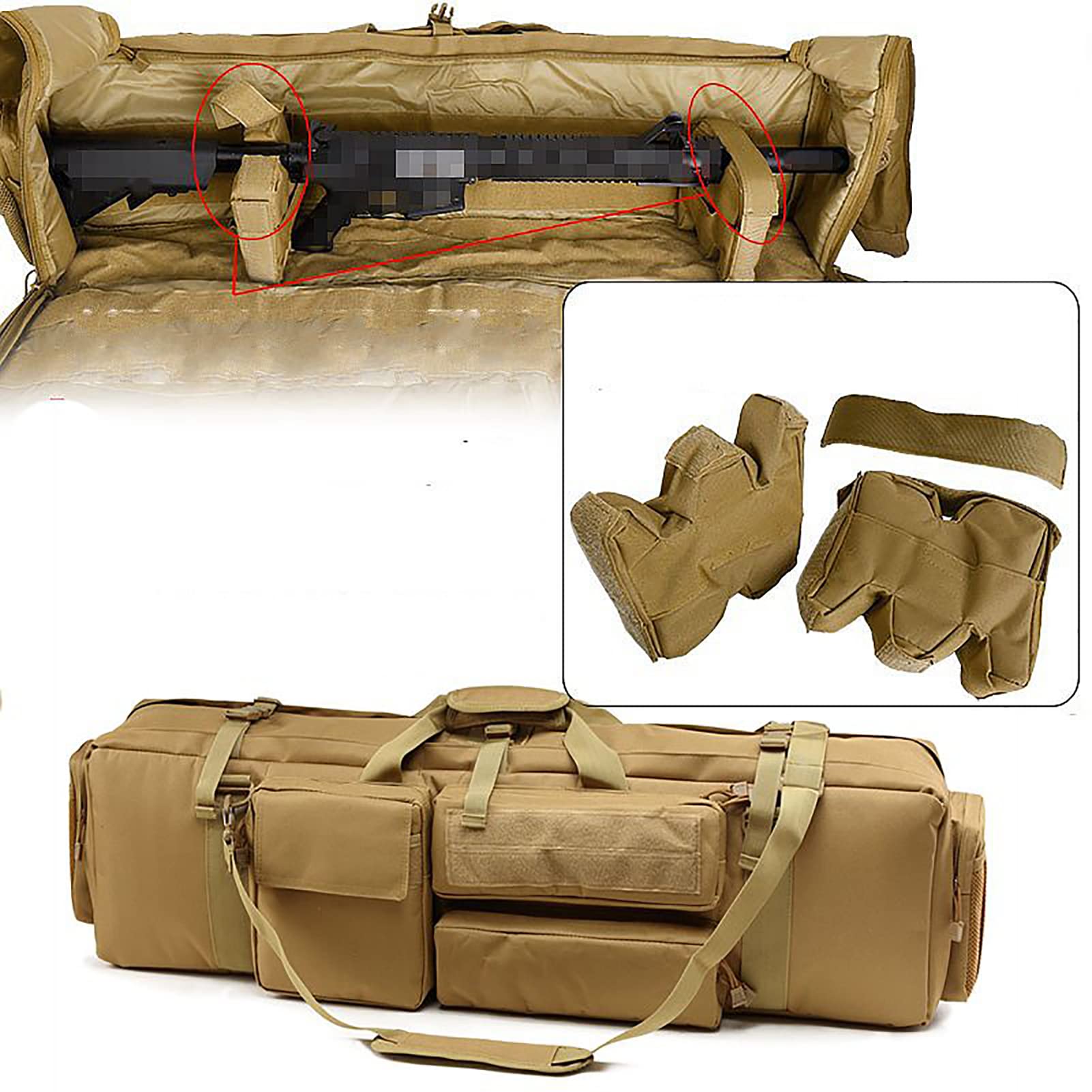 Bolsa para Rifle,Mochila Táctica Suave para Rifle Largo,Funda Acolchada con Correa Lateral para Escopeta,Funda Táctica para Carabina/Khaki