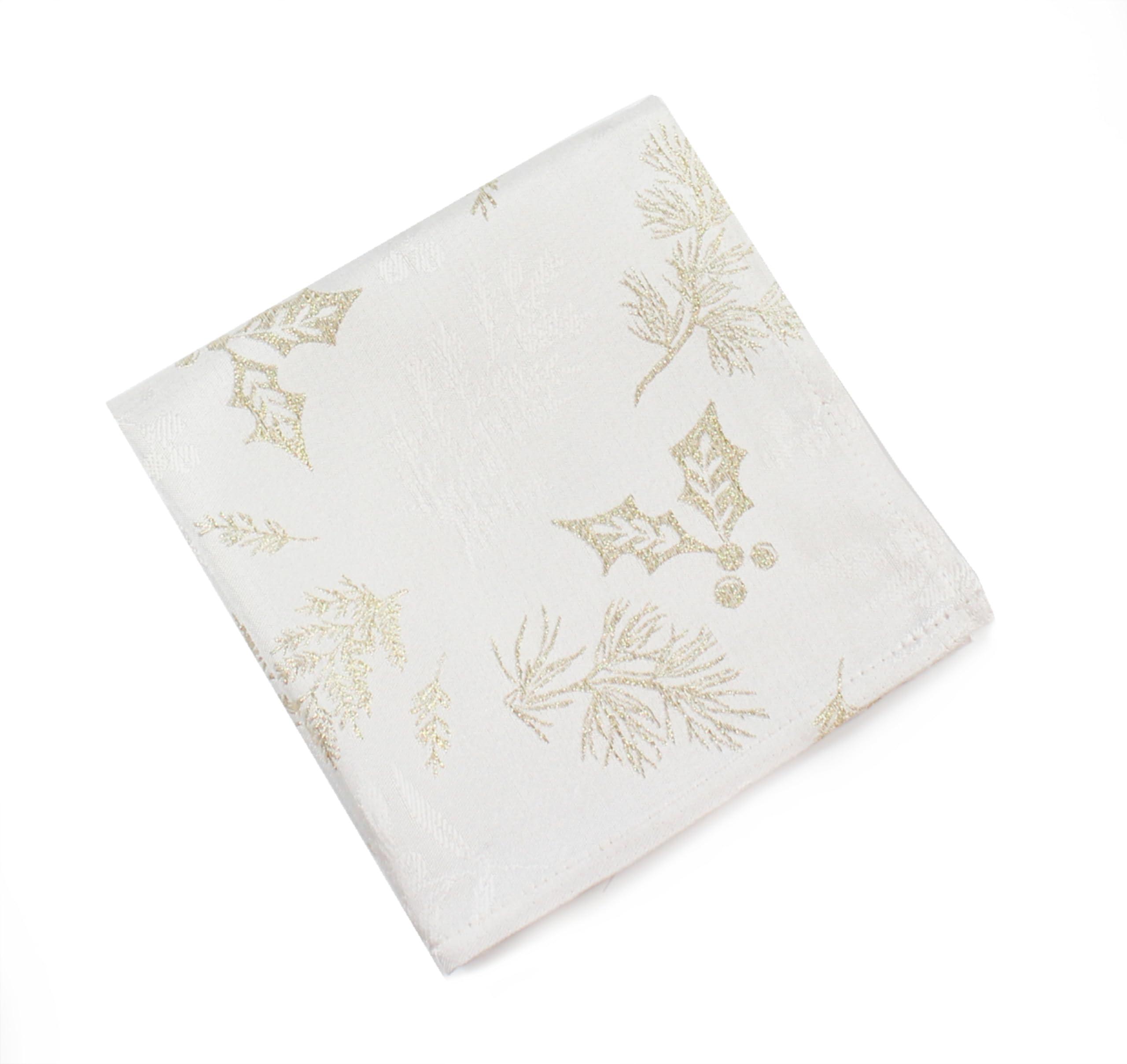 Peggy Wilkins Champagne/Gold Winter Hedgerow Sparkly Christmas Damask Napkin - 45Cm X 45Cm