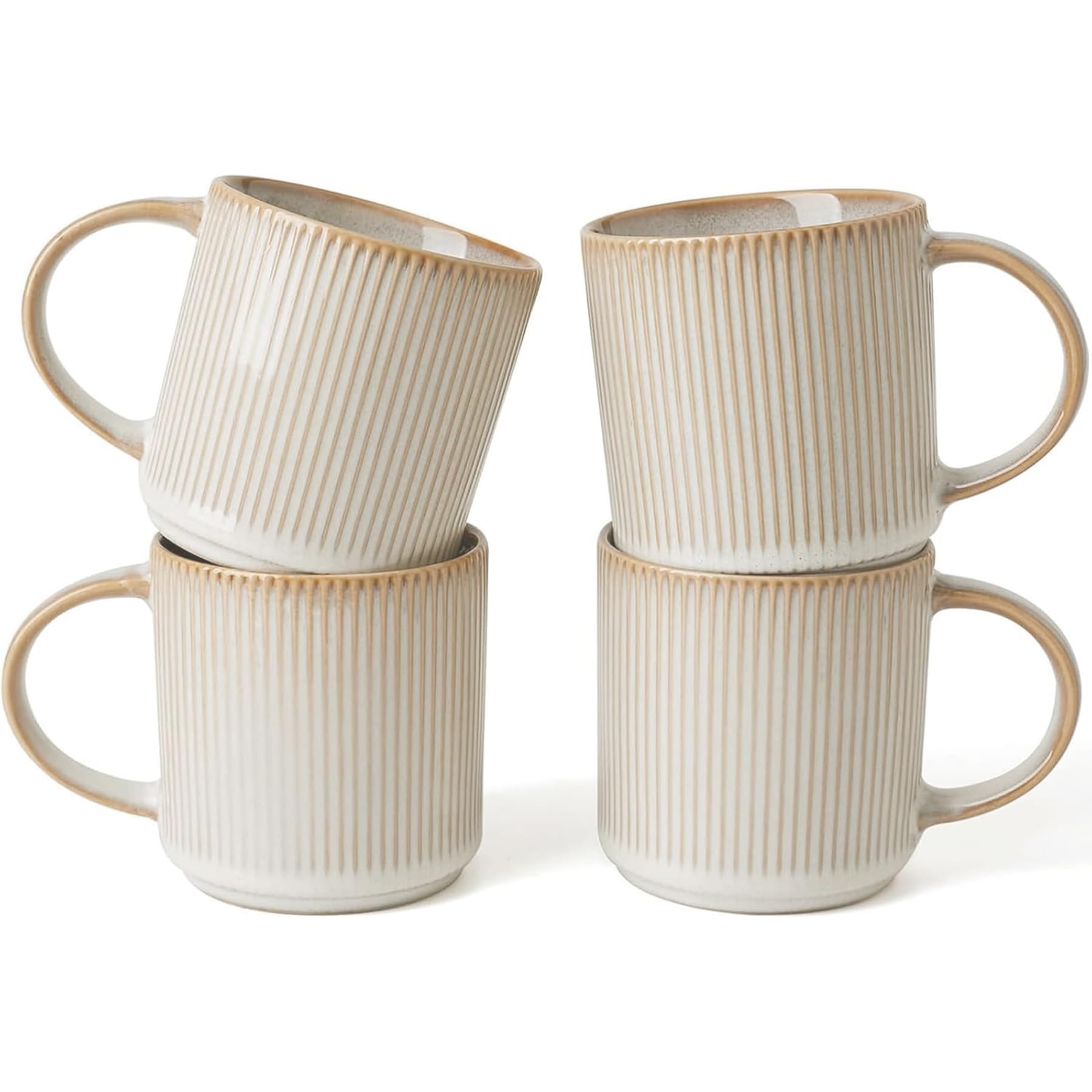 Nebula Juego de 4 Tazas de café, Tazas de té de gres de 12 oz/340 ml con Mango Grande para café con Leche/Capuchino/Leche/Cacao/té, aptas para microondas y lavavajillas, Color marrón Canela