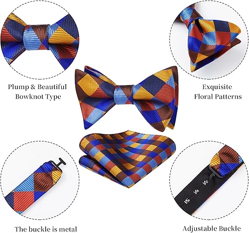 Miniatura 6 de Pajaritas para hombre, a cuadros, corbata de lazo y bolsillo cuadrado de lazo, esmoquin formal, corbatín de boda, corbatines y pañuelos