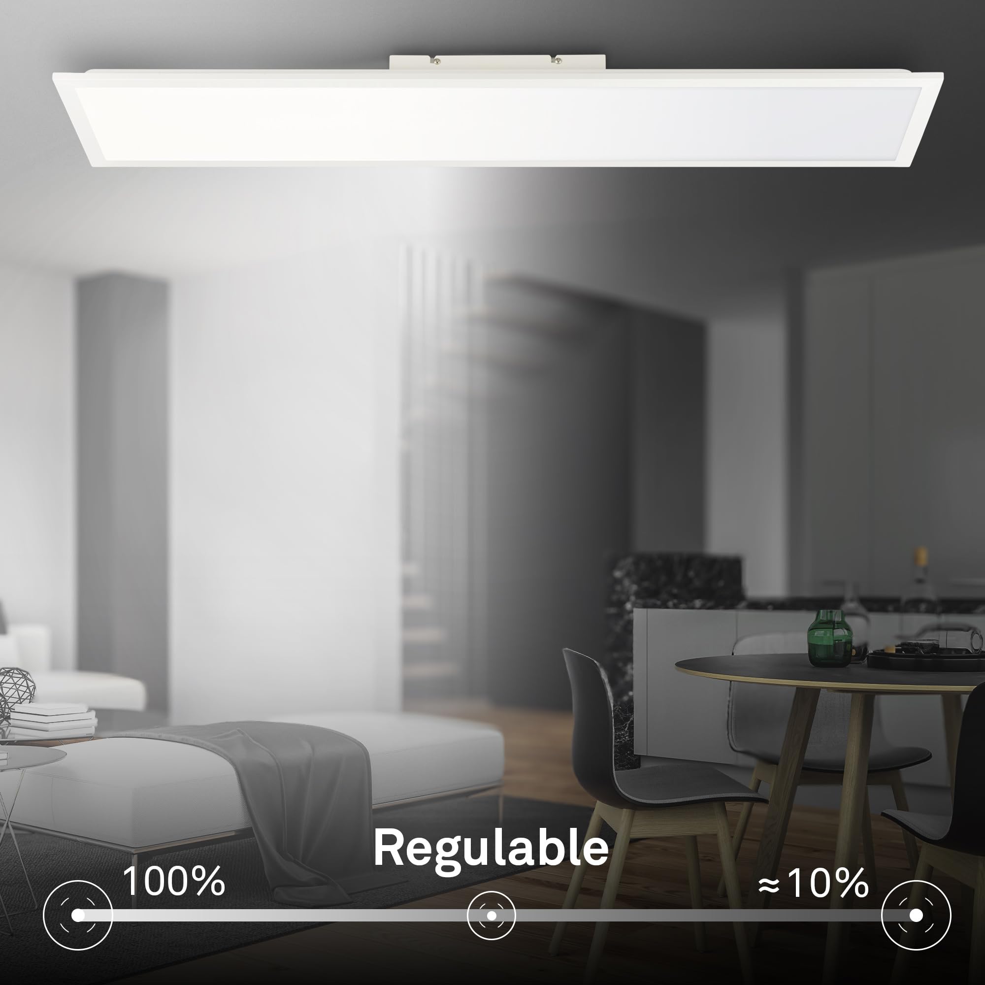 BRILONER - Panel LED con mando a distancia, CEE A fuente de luz, regulable, CCT blanco cálido a frío, panel techo, superficie cocina, paneles, 100 x 25 x 6 cm, blanco