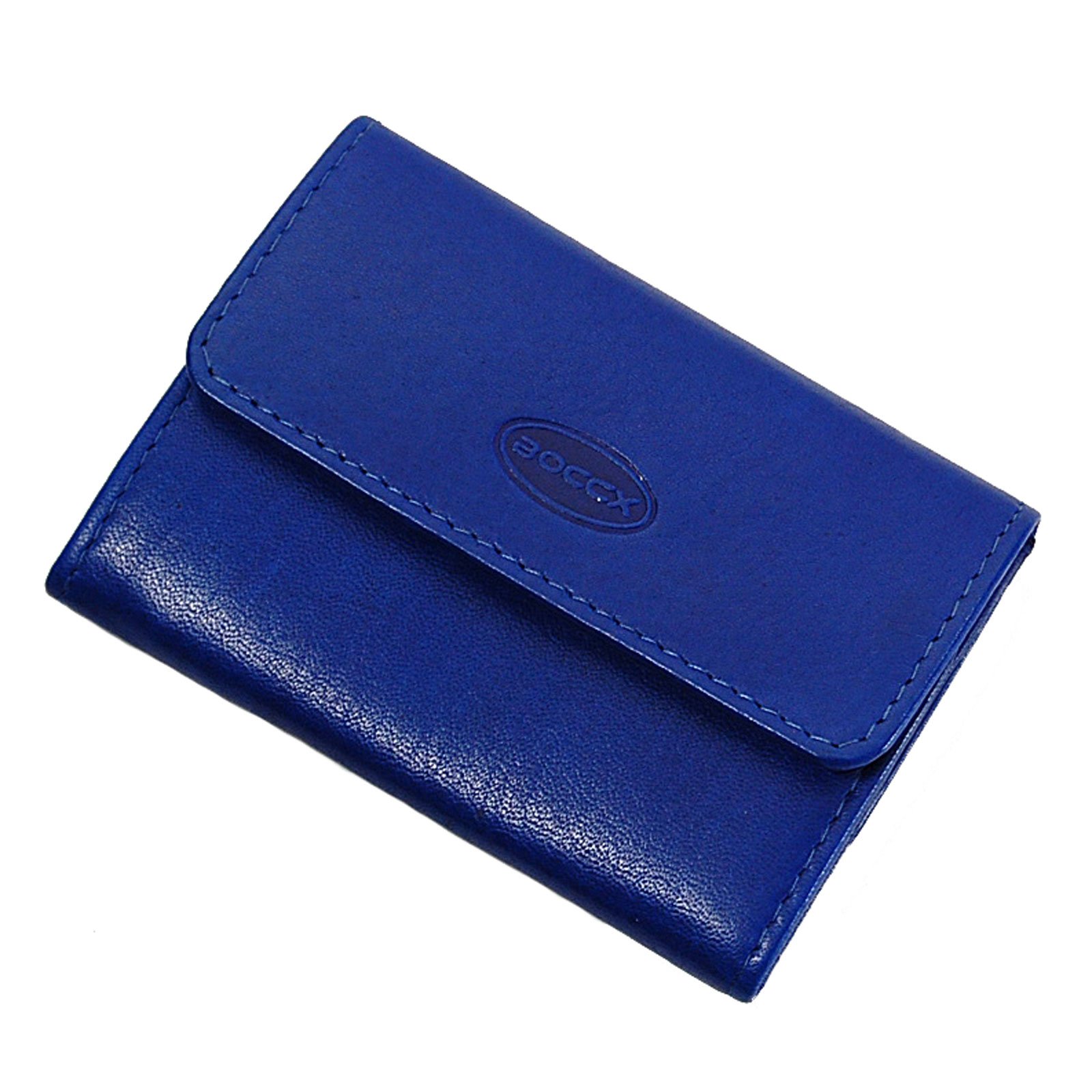 Kleines Portemonnaie Damen - Mini Geldbörse Herren Echt Leder (9x7x2cm) - Geldbeutel klein mit Münzfach (Blau)