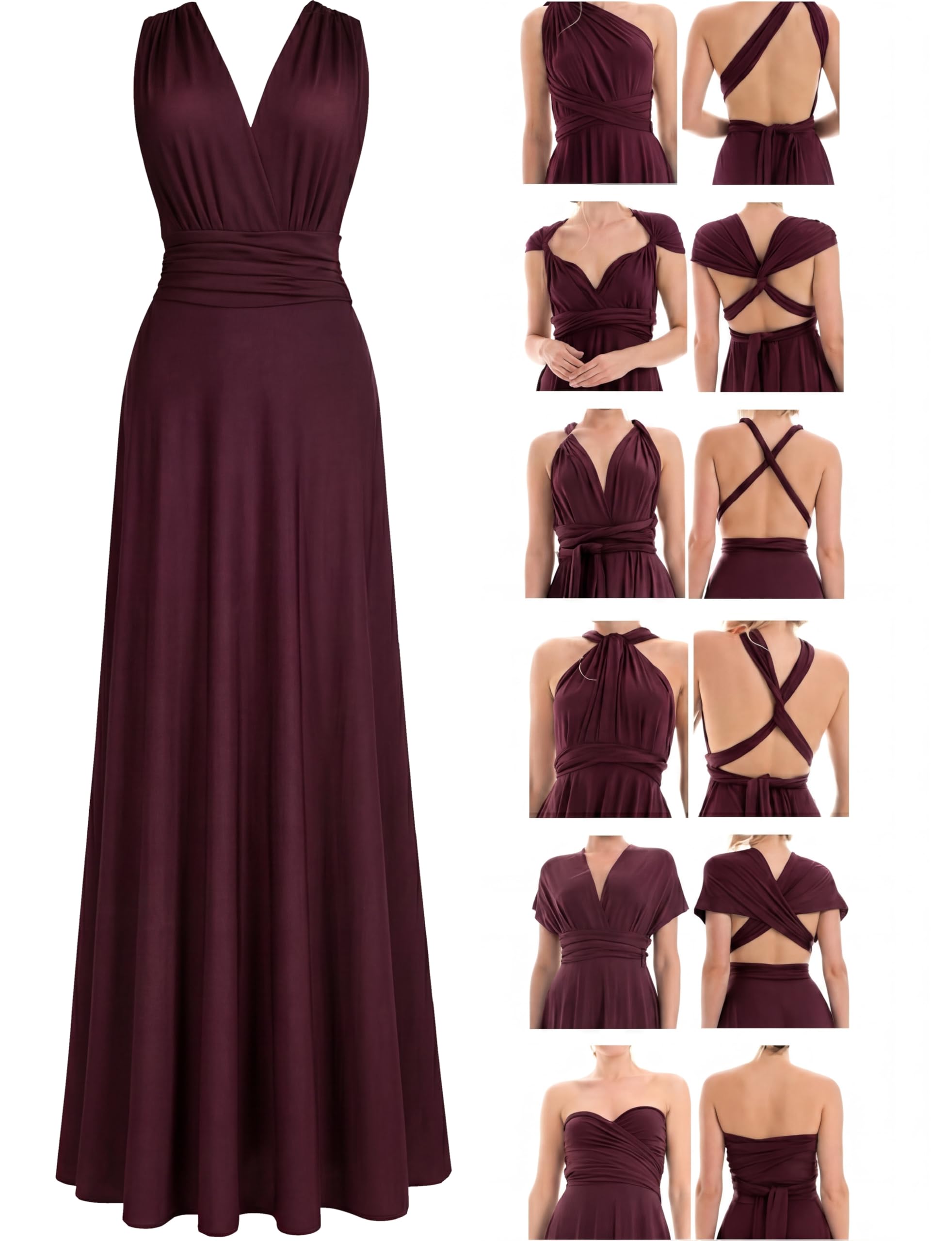 Juvell Brautjungfernkleider lang - Infinity Dress Maxi - Abendkleider elegant-festlich - Multiway-Wickelkleid - Hochzeit-Abiball-Bridesmaid - 1000