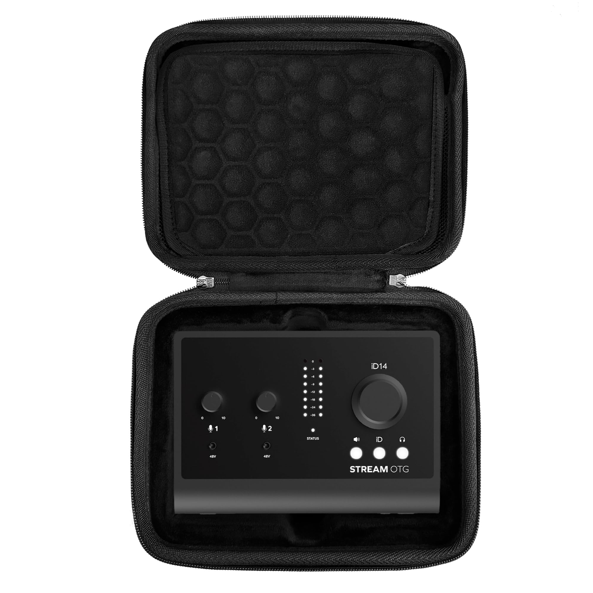 Musiin Audio Interface Carrying Case,Compatible with Audient iD14 MKII Interface/Stream OTG Soft Lining with Groove Fit,Mesh Pocket for Cables and Accessories,Ideal for Studio Recording and Travel Use