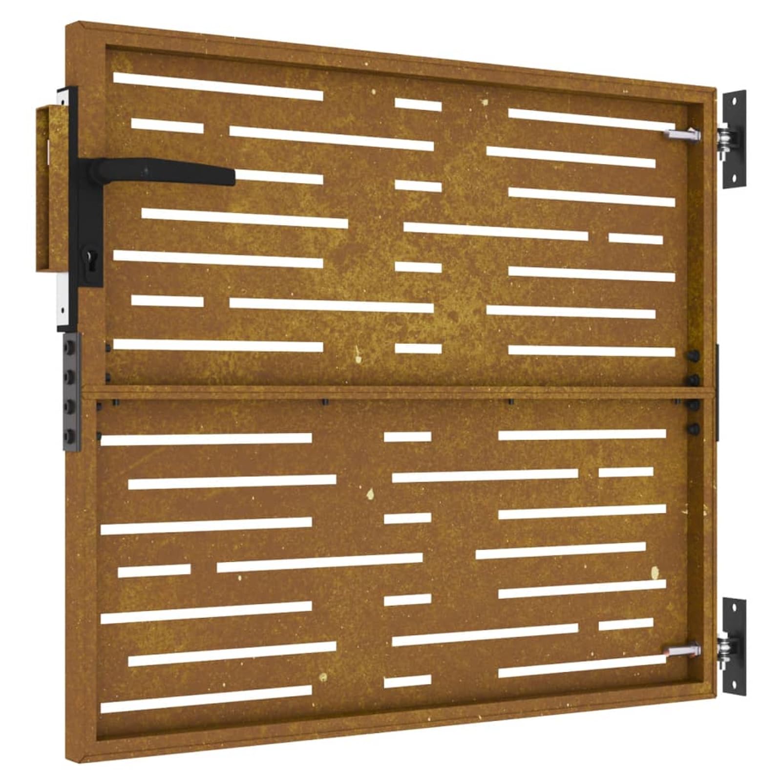 Brama ogrodowa, 85 x 75 cm, stal Corten, kwadratowa, metalowa brama ogrodowa, ogrodzenie zewnętrzne, ocynkowana brama skrzydłowa, garnitur, ogród, patio lub taras
