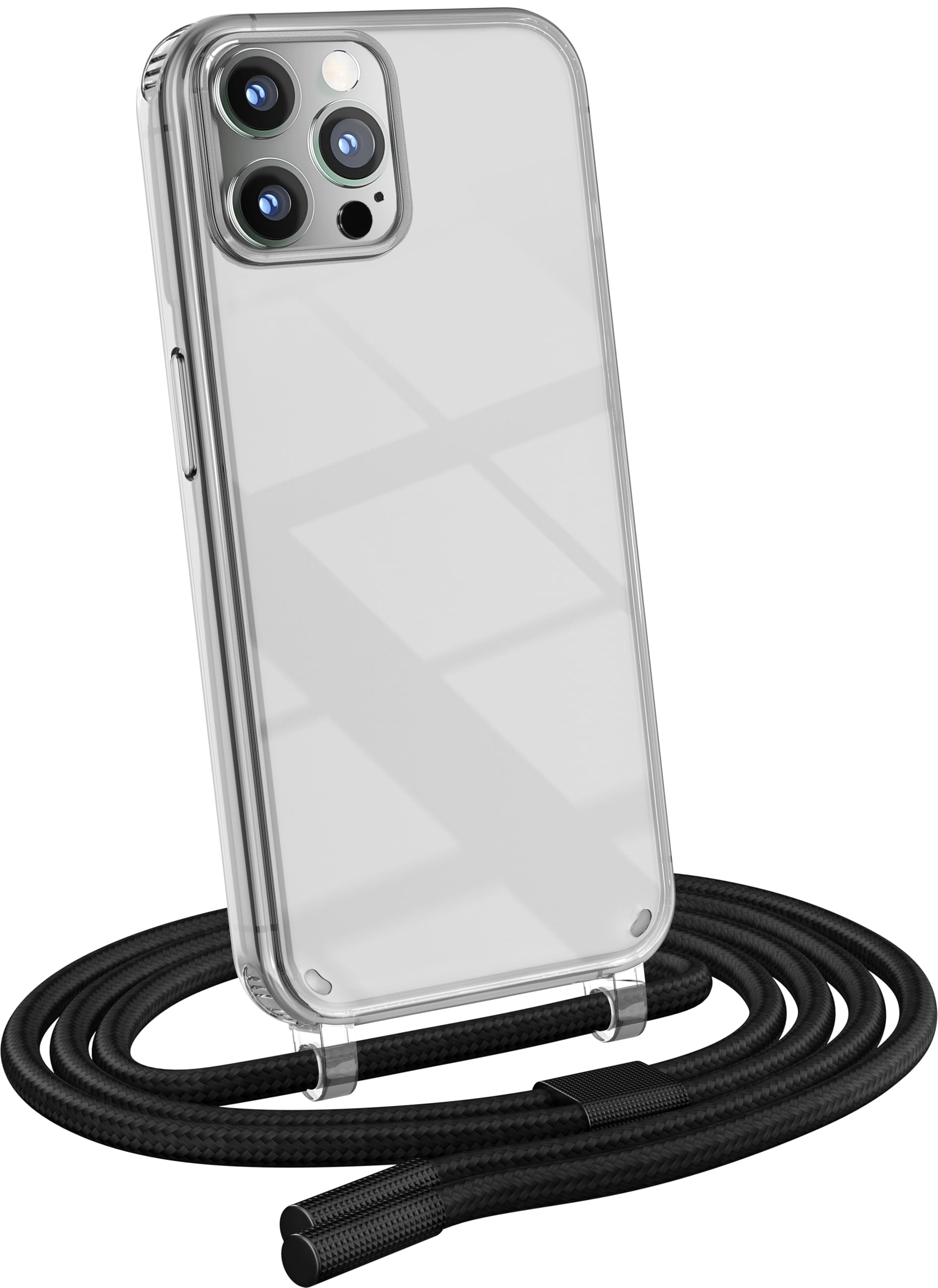 MyGadget Handyhülle Mit Band Für IPhone 12 / 12 Pro - Transparente Hülle Mit Verstellbarer Umhängekordel, Rosa
