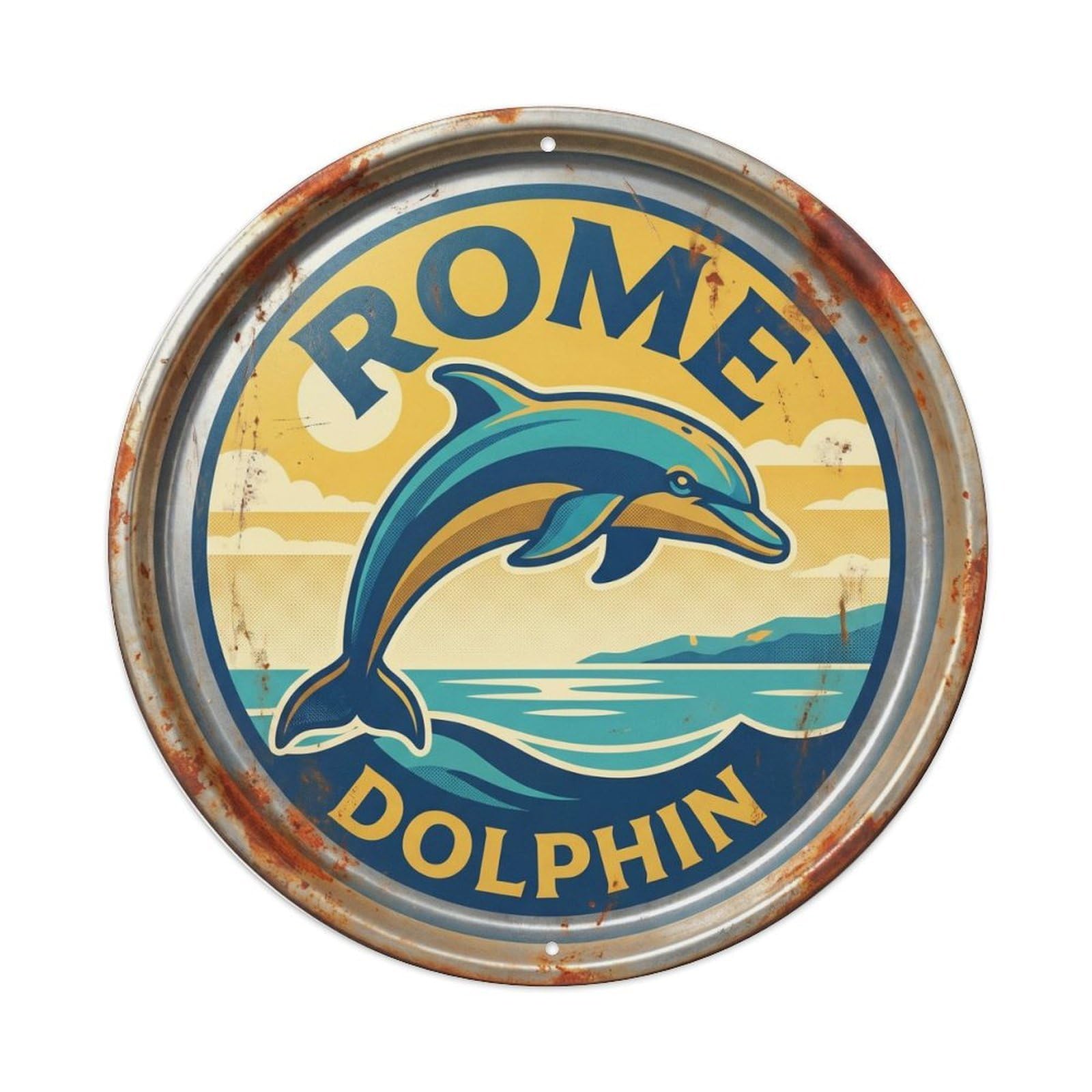 Rome Italy Dolphin Heritage Travel Classic Metal Tin Sign