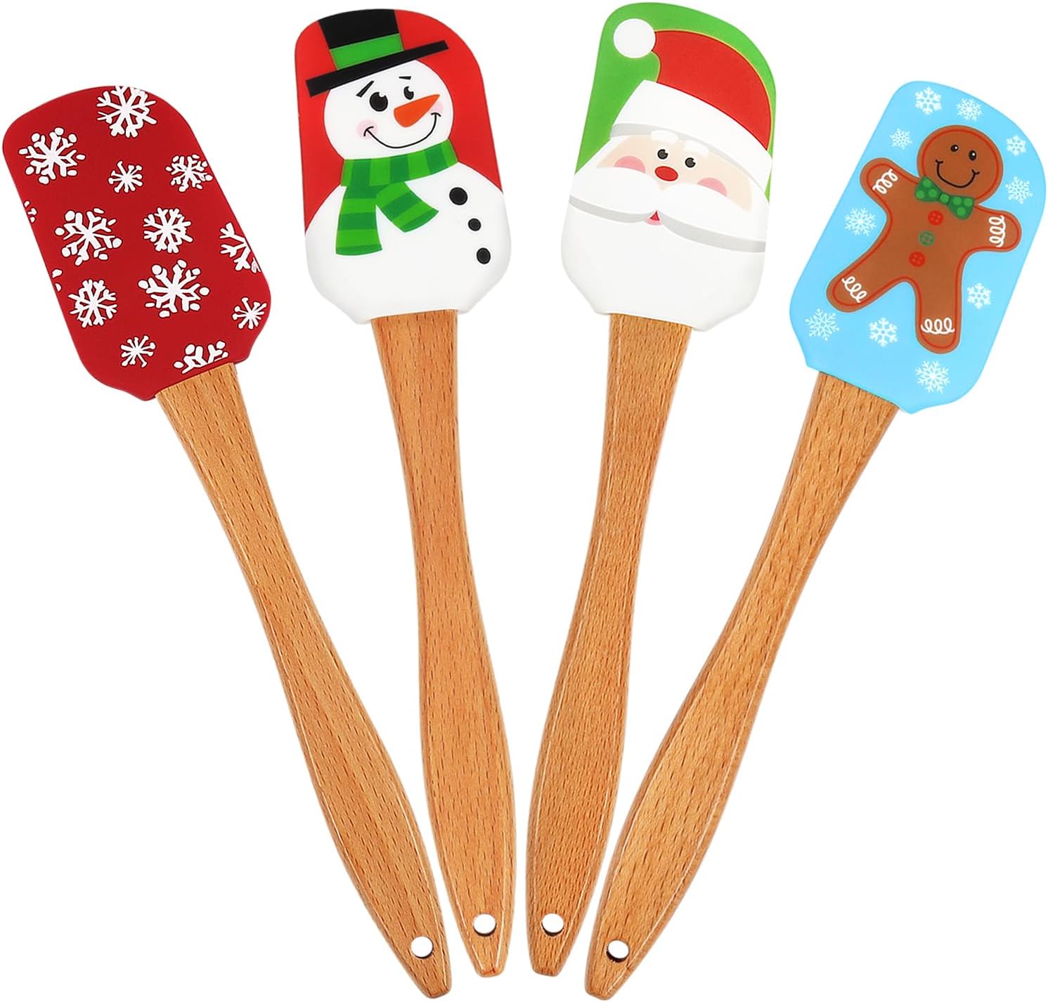 BOYAN Christmas Silicone Spatula, Set of 4, Christmas Spatulas with Wooden Handle for Baking, Christmas Kitchen Utensils Baking Supplies for Cooking, Christmas Gifts and Decoration BOYAN Christmas Silicone Spatula, Set of 4, Christmas Spatulas with Wooden Handle for Baking, Christmas Kitchen Utensils Baking Supplies for Cooking, Christmas Gifts and Decoration