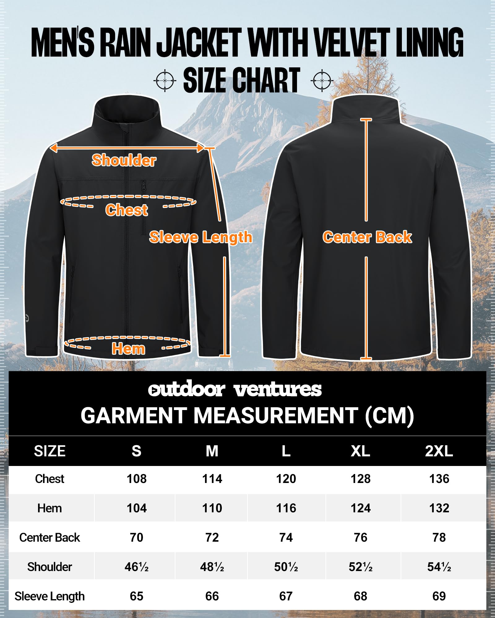 Outdoor Ventures Wodoszczelna kurtka męska, z podszewką polarową, przejściowa, kurtka żeglarska, kurtka softshellowa, kurtka sportowa, na wędrówki, kemping, wędkowanie