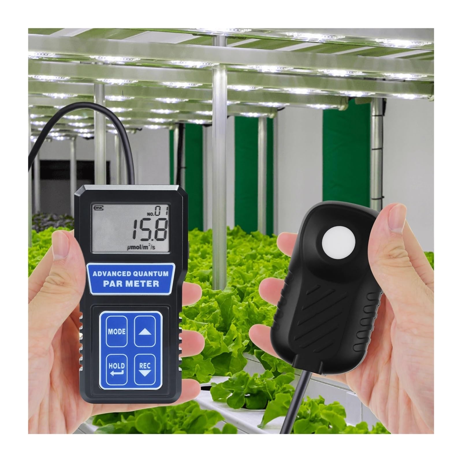 PAR Meter Light Lux Tester Illuminometer Fotosyntetyczne promieniowanie czynne PPFD Advanced Quatumn dla roślin Szklarnia Hydroponiczna(PAR 355)