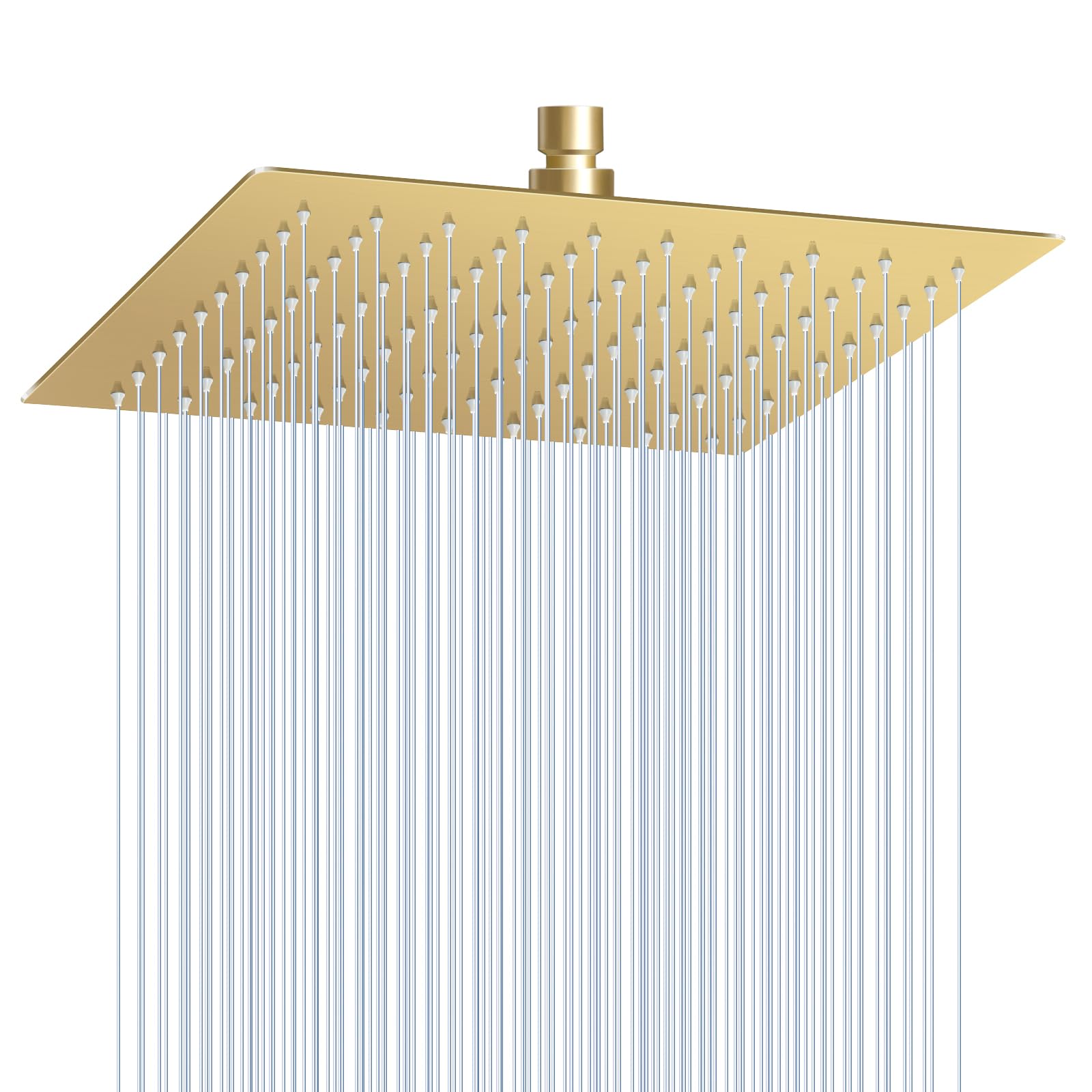 10" Brushed Gold Rain Shower Head - All Metal Stainless Steel 304, Ultra Thin Design, Modern Bathroom Square Rainfall Showerheads - Full Body Coverage Bath Shower