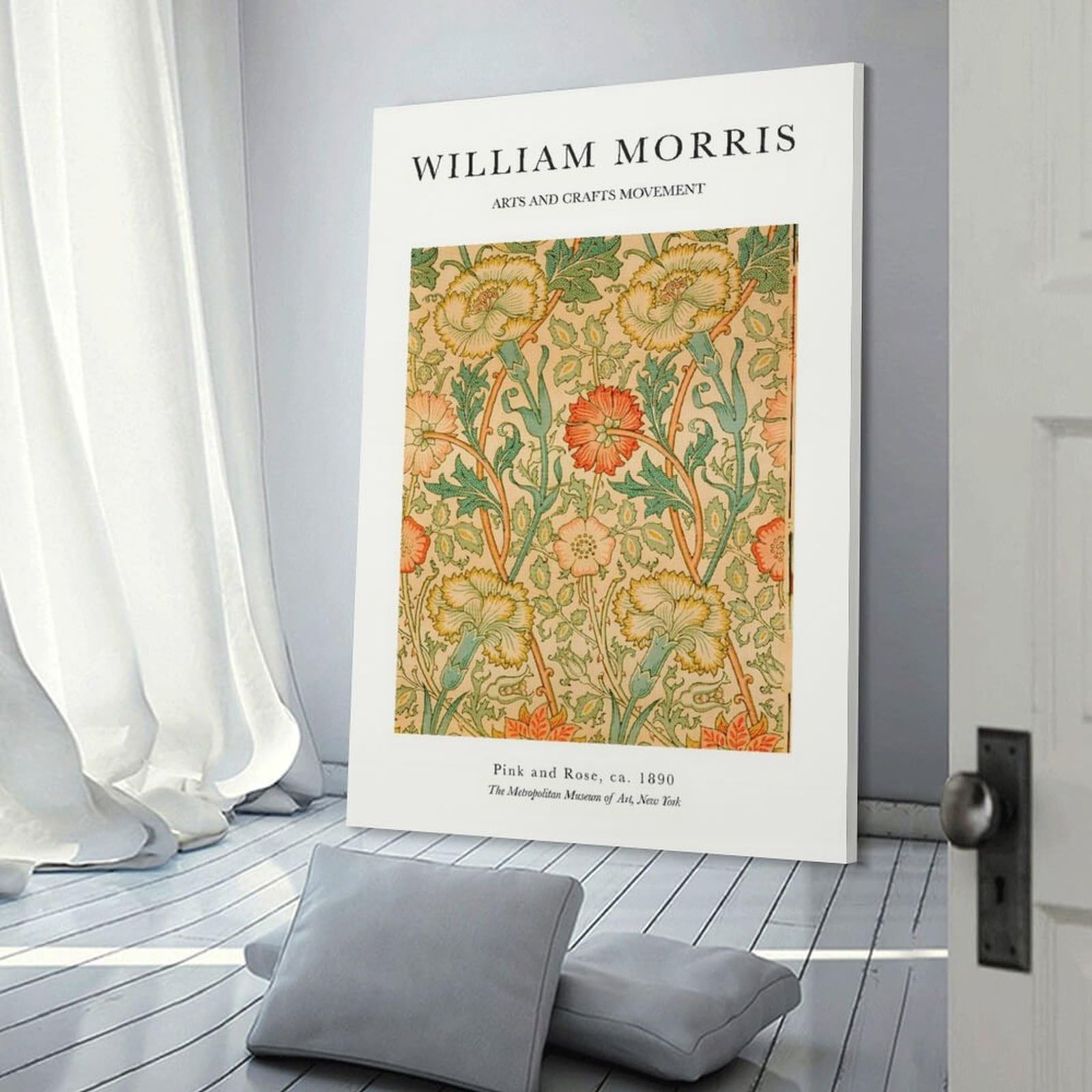 Junmoney Wall Art Print William Morris Orange Rose, 24x36inch(60x90cm), for Hallway, Bedroom Or Modern Interiors, Thoughtful Wall Decor for Art Lovers