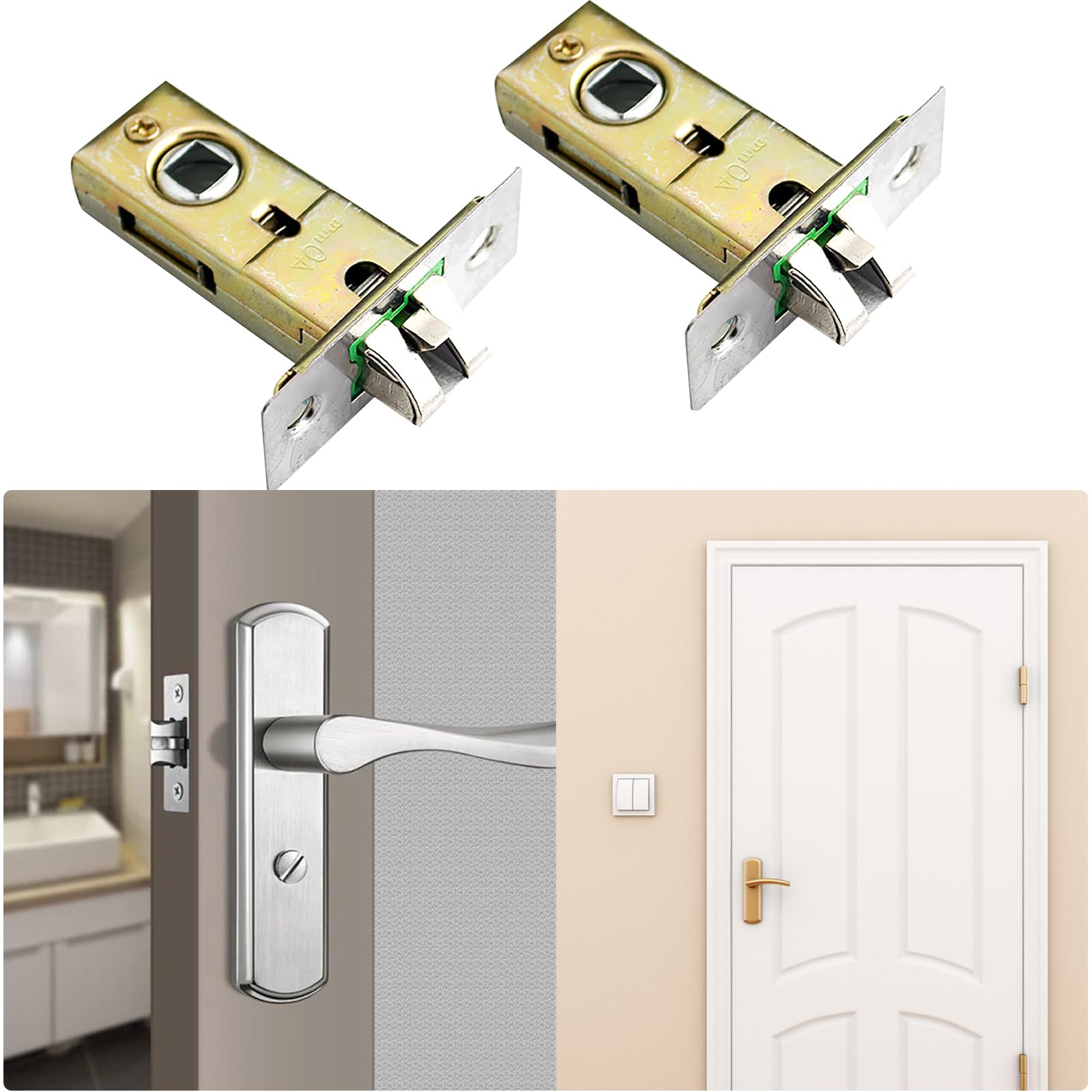 MACHSWON 2PCS 40mm Forked Tubular Mortice Latch with Door Stopper Stainless Steel Door Latch Sprung Lever Door Handles - Image 4