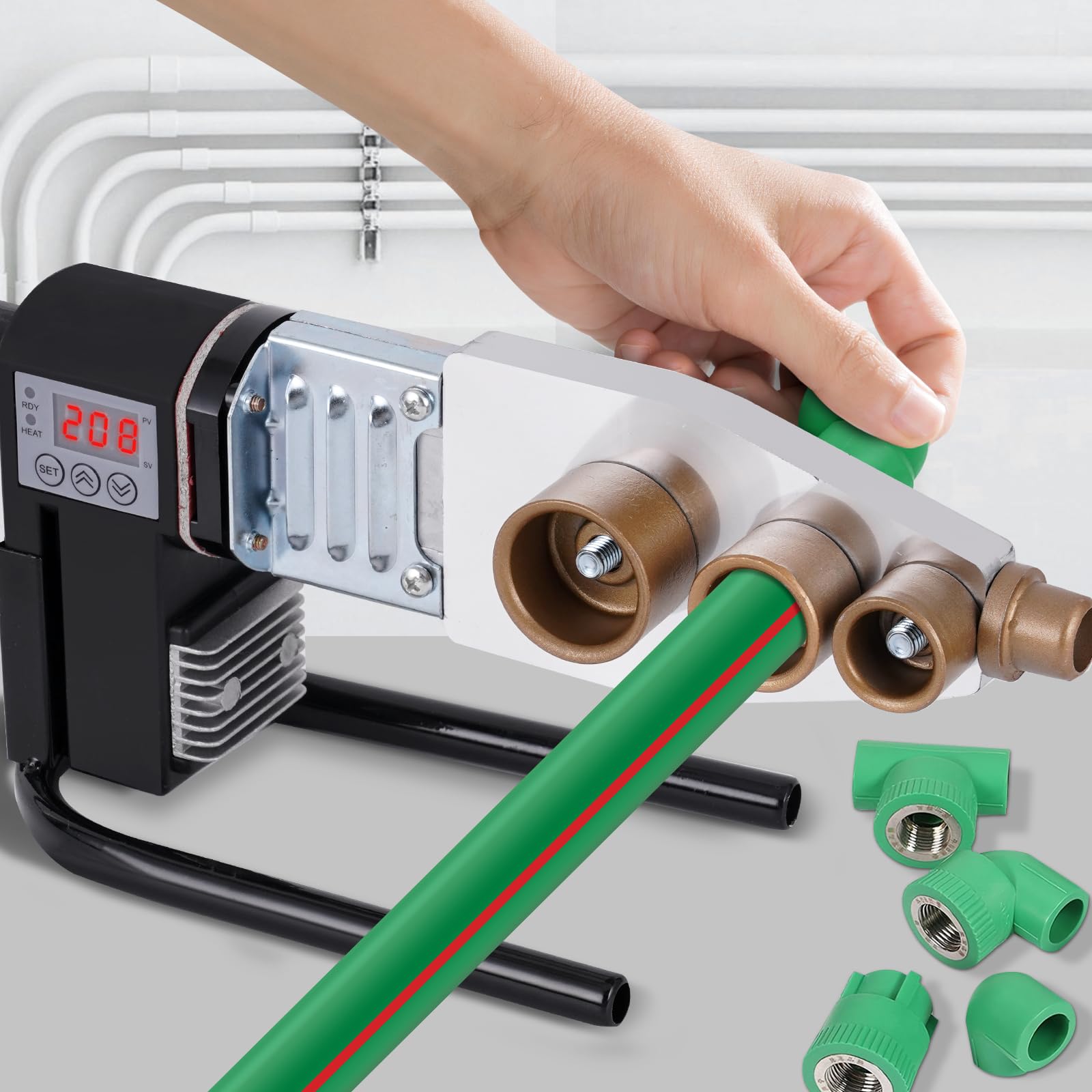 BAOSHISHAN Máquina de soldadura de tuberías1000W Soldador de fusión en caliente para tuberías de plástico 20/25/32/40/50/63mm para tuberías PPR PE PP