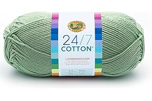 Lion Brand Yarn (1 Skein) 24/7 Cotton Yarn, Mint, 558 Foot (Pack of 1)