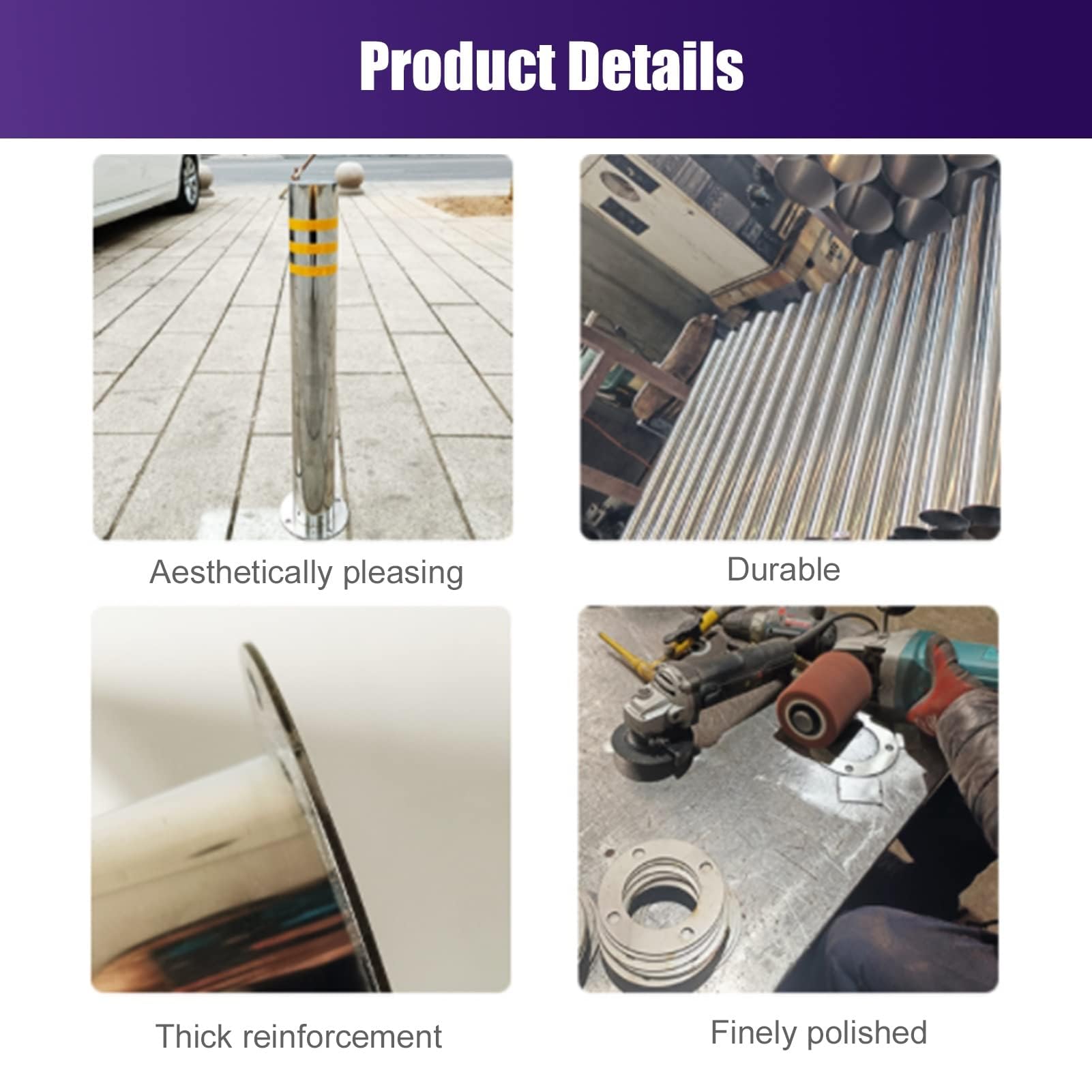 Bolardos de seguridad industrial, postes de seguridad de tráfico para calzadas, barreras de protección al aire libre (paquete de 2, 75 cm), mejora la seguridad vial y el control de acceso