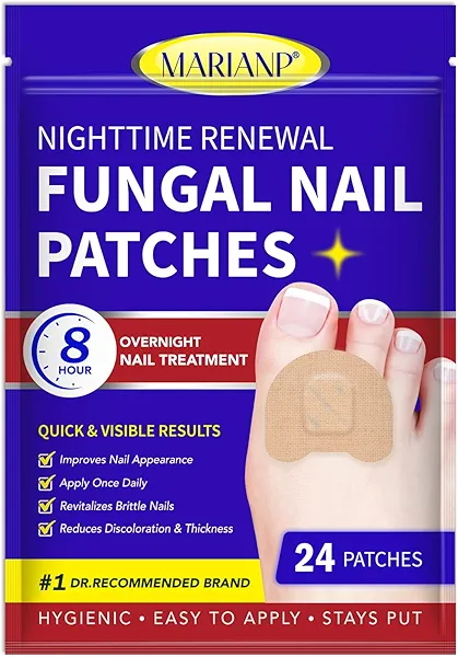 Nail Treatment Patches Extra Strength - Nighttime NailPatches,Discolored &Thickened Nails Repair, Treatments for Damaged Nails, 24 Pcs