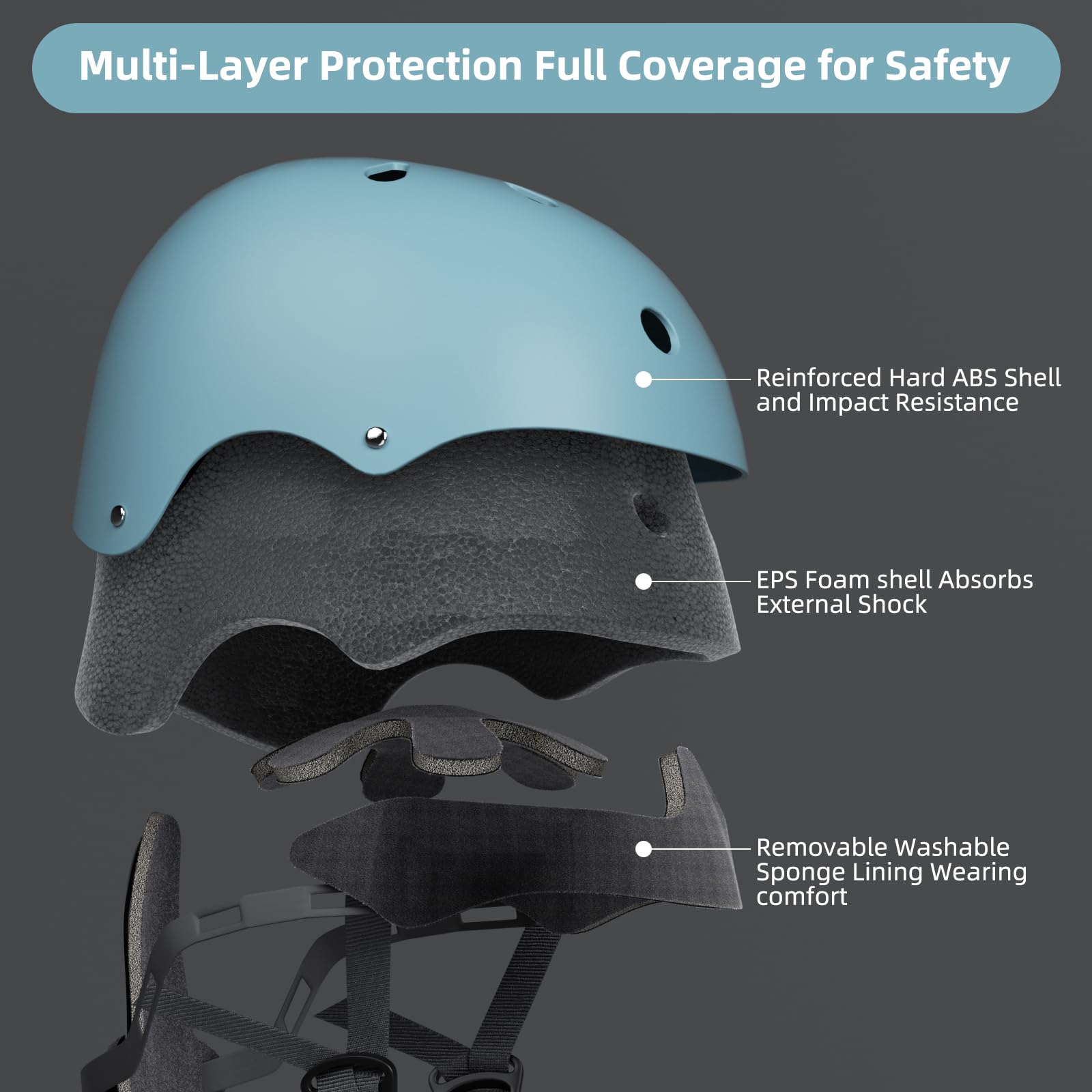 KORIMEFA Casco da Bici per Bambini Casco Protettivo Ideale per Bambini Leggero ma più Sicuro Anche per Skateboard, Monopattino, Pattini a Rotelle per 3-13 Anni Ragazzi Donna