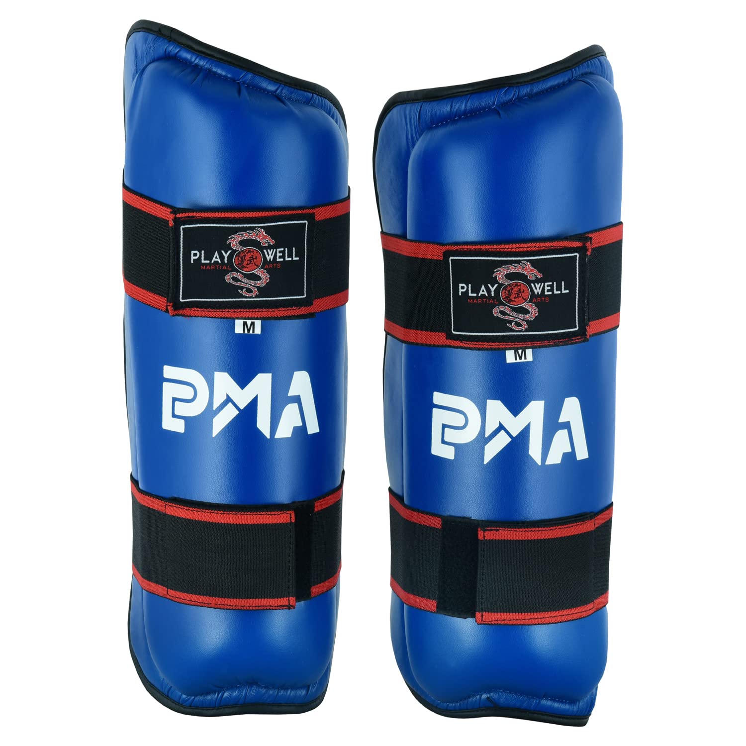 Playwell Elite Schienbeinschoner für Kickboxen (Karate, Kung Fu, TKD), Blau