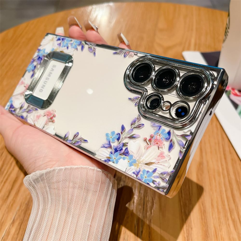 Coque fleurs feuilles argentées pour Samsung Galaxy S23 - 7