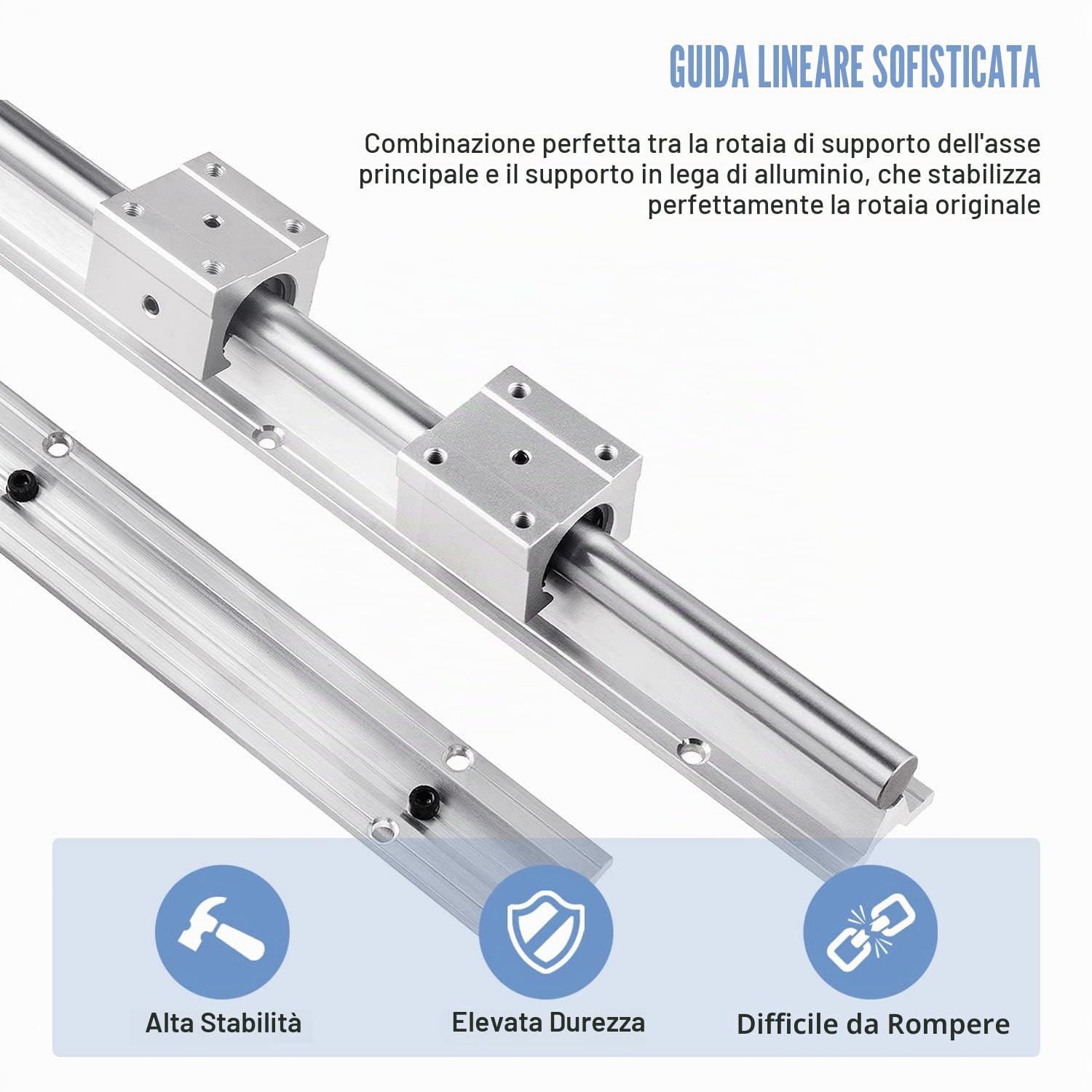 CNCMANS - Guida lineare, 2 binari lineari SBR12 da 1500 mm, in acciaio inox con 4 cuscinetti lineari SBR12UU, parti CNC per stampante 3D motore passo-passo (guida lineare SBR12 1500 mm)