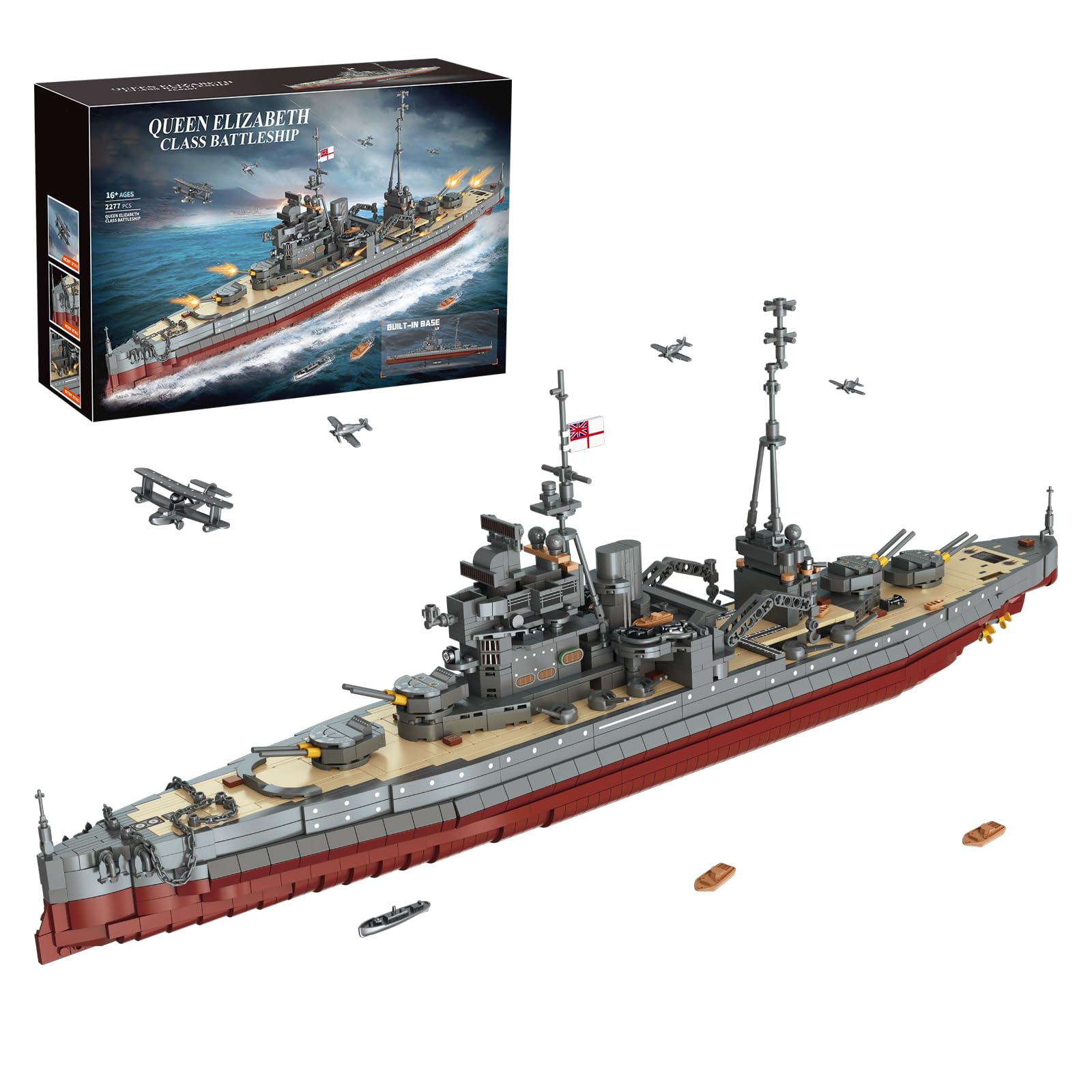 muuchuu Set da gioco militare con nave da guerra per adulti, set da modello, modello Queen Elizabeth, nave da guerra, ragazzi e ragazze, 14 + decorazioni regalo (2277 pezzi)