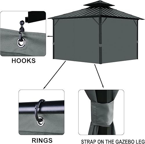 Miniatura 5 de Tngan Mosquitera de repuesto para kiosco, paredes laterales para exteriores, 4 paneles universales para patio, jardín y patio trasero (solo red)