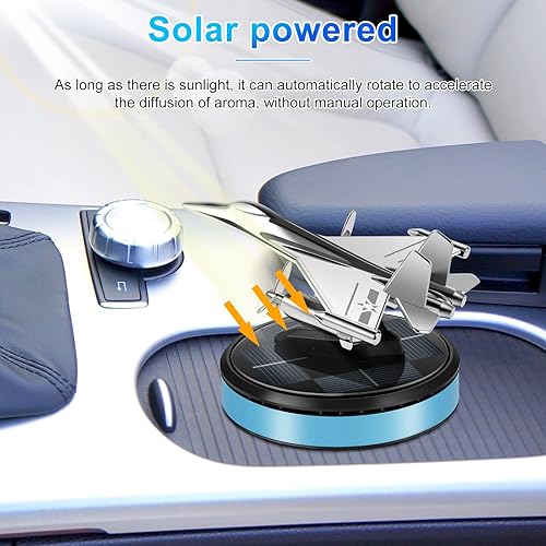 Miniatura 8 de Ambientador solar para automóvil de avión, difusor de aroma de automóvil giratorio solar con 0.2 fl oz de aceite esencial de larga duración, difusor
