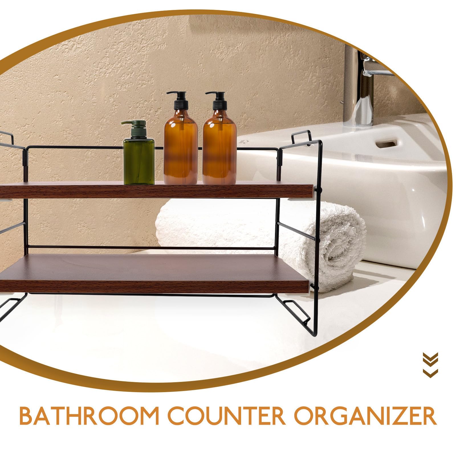 Kosmetik Organizer für Schminktisch, 2-stöckig aus Eisen und Holz