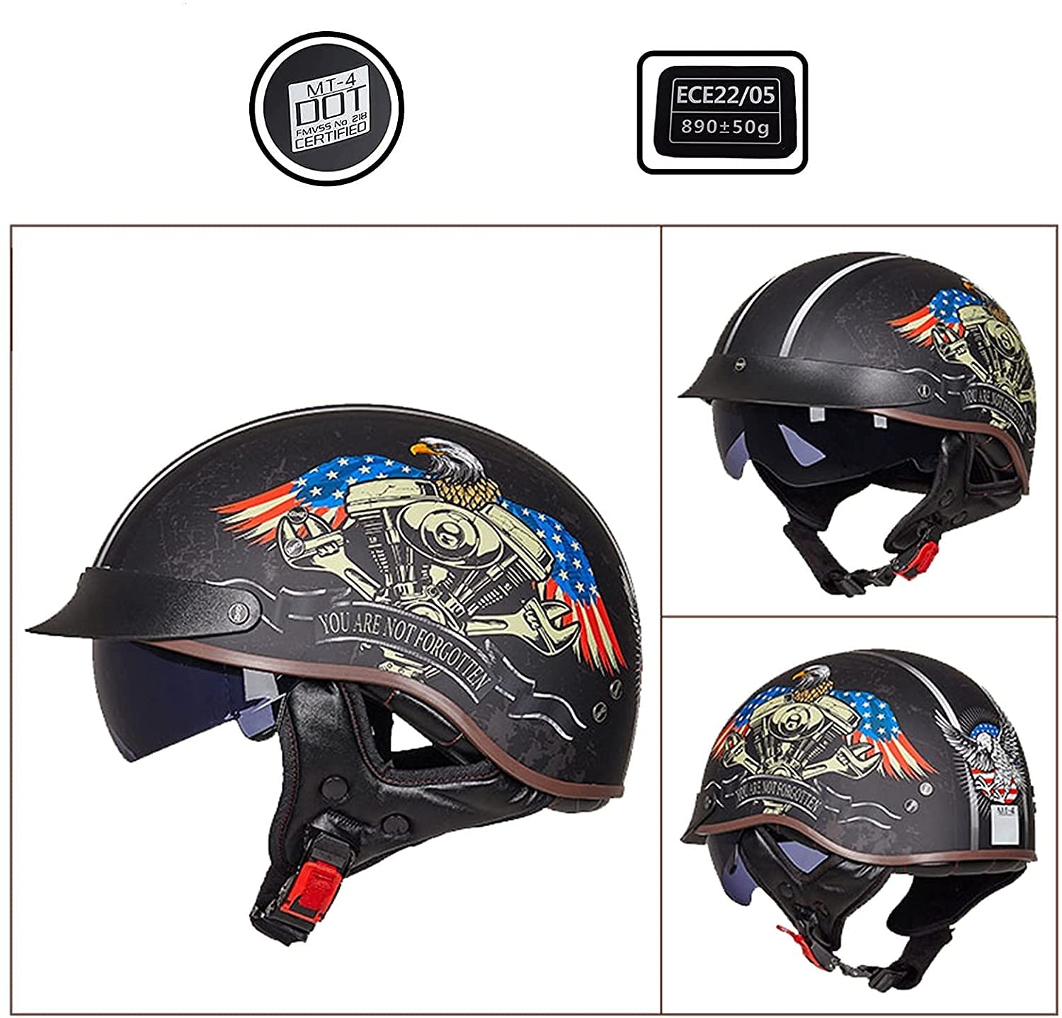 Retro Halbschalenhelm Motorradhelm Halbhelme Mit Vi Produktbild-Vorschau 8