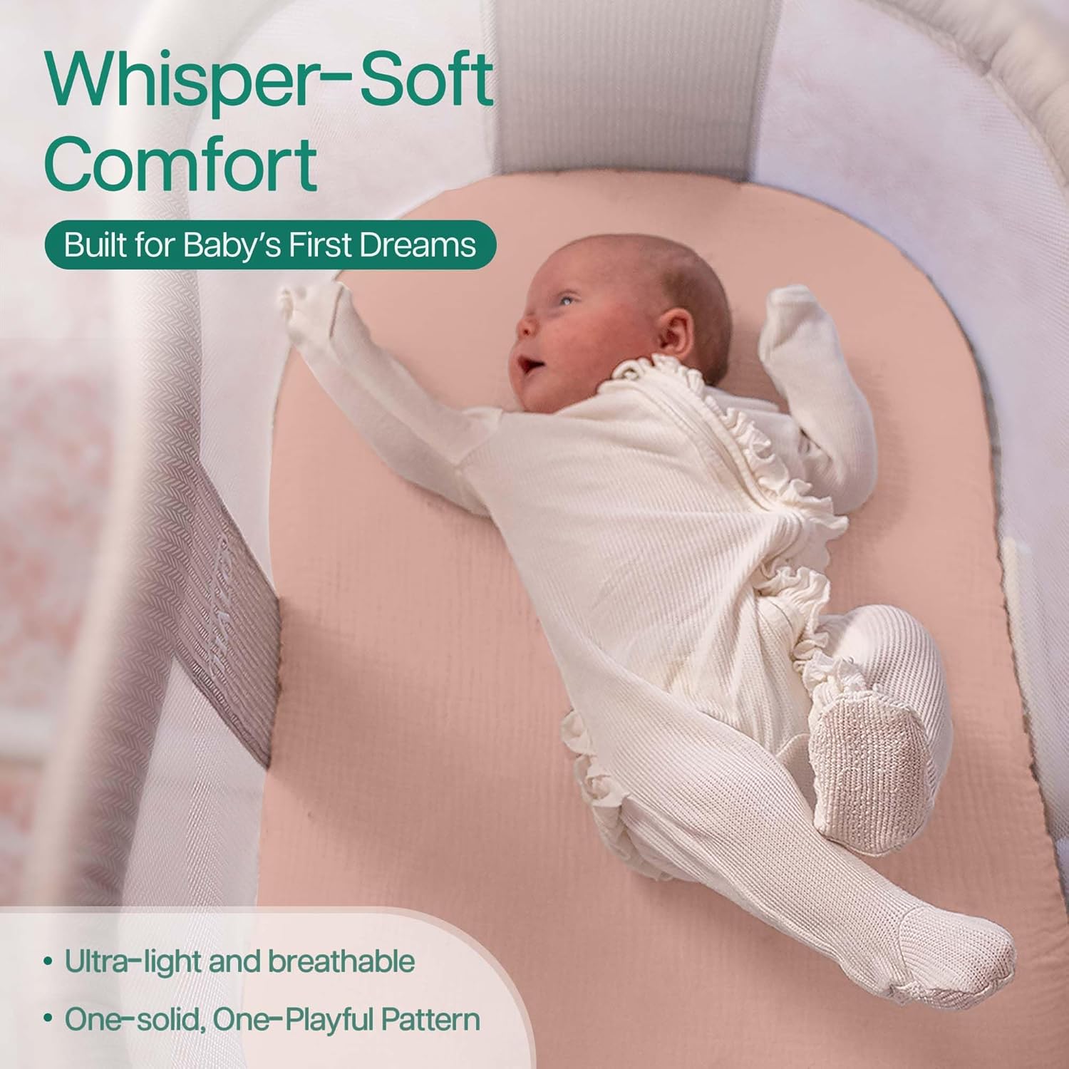 Mi Flor Muslin Bassinet Sheets – 16x32x4 Bassinet Mattress Sheets,2 Pack Cotton Bassinet Sheets for Boys & Girls,100% Cotton Crinkle Muslin, Fitted Bassinet Sheet for Oval, Rectangle & Hourglass - Image 6