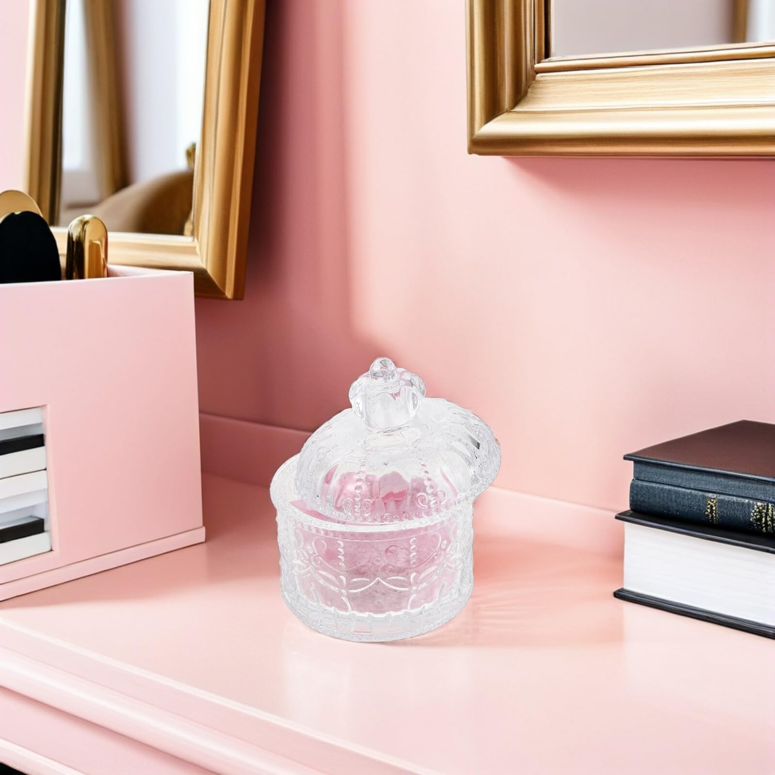 Homoyoyo Set 1 Spugna per Cipria Rosa Barattolo in Vetro e Materiale ad Alta Densità per Cipria in Polvere e Compatta, Applicatore Versatile per Viso, per Viaggio e Sostituzione