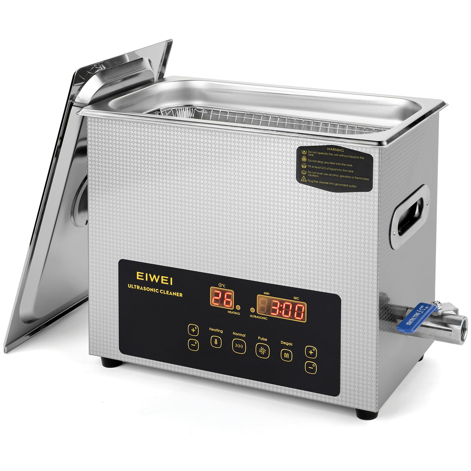 Ultraschallreinigungsgerät 6L mit zwei Leistungsstufen (Voll-/Halbleistung), Heizung, Timer & Entgasungsfunktion – ideal für Vergaser, Bauteile, Schmuck, Brillen, Zahnprothesen, Leiterplatten