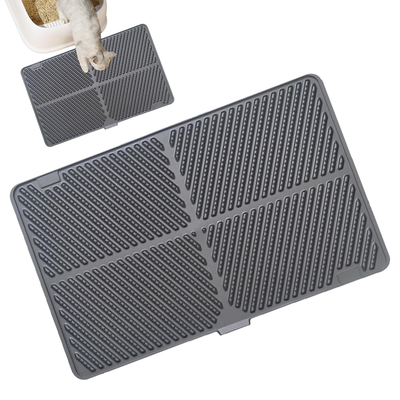 Tapis pour Litière de Chat Base Antidérapante Bac Étanche en Silicone