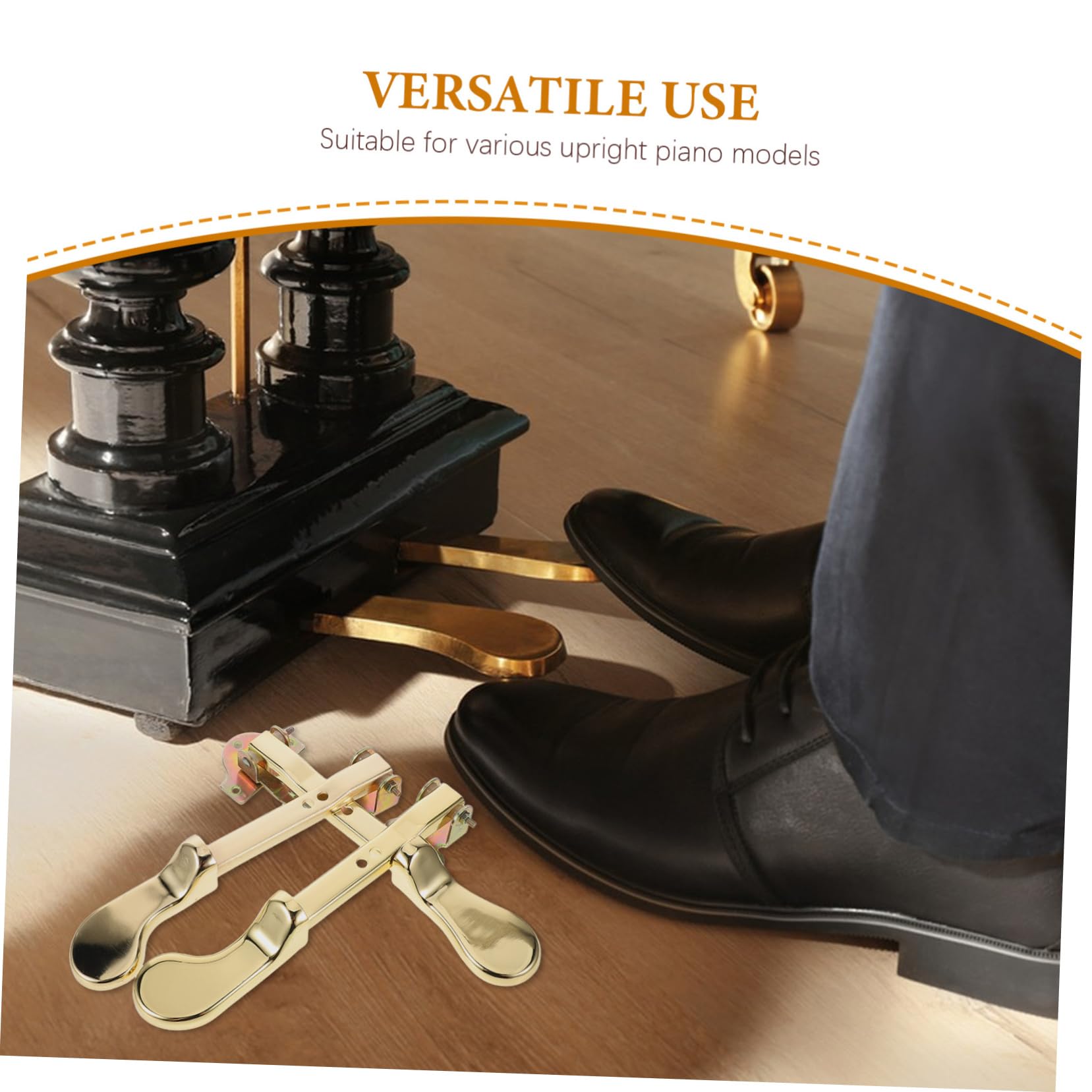 FRCOLOR Pedal de Sustain para Piano Vertical Metálico Dorado de Doble Orificio, Resistente al Desgaste y Compatible, Paquete de 3 Piezas para Músicos Profesionales